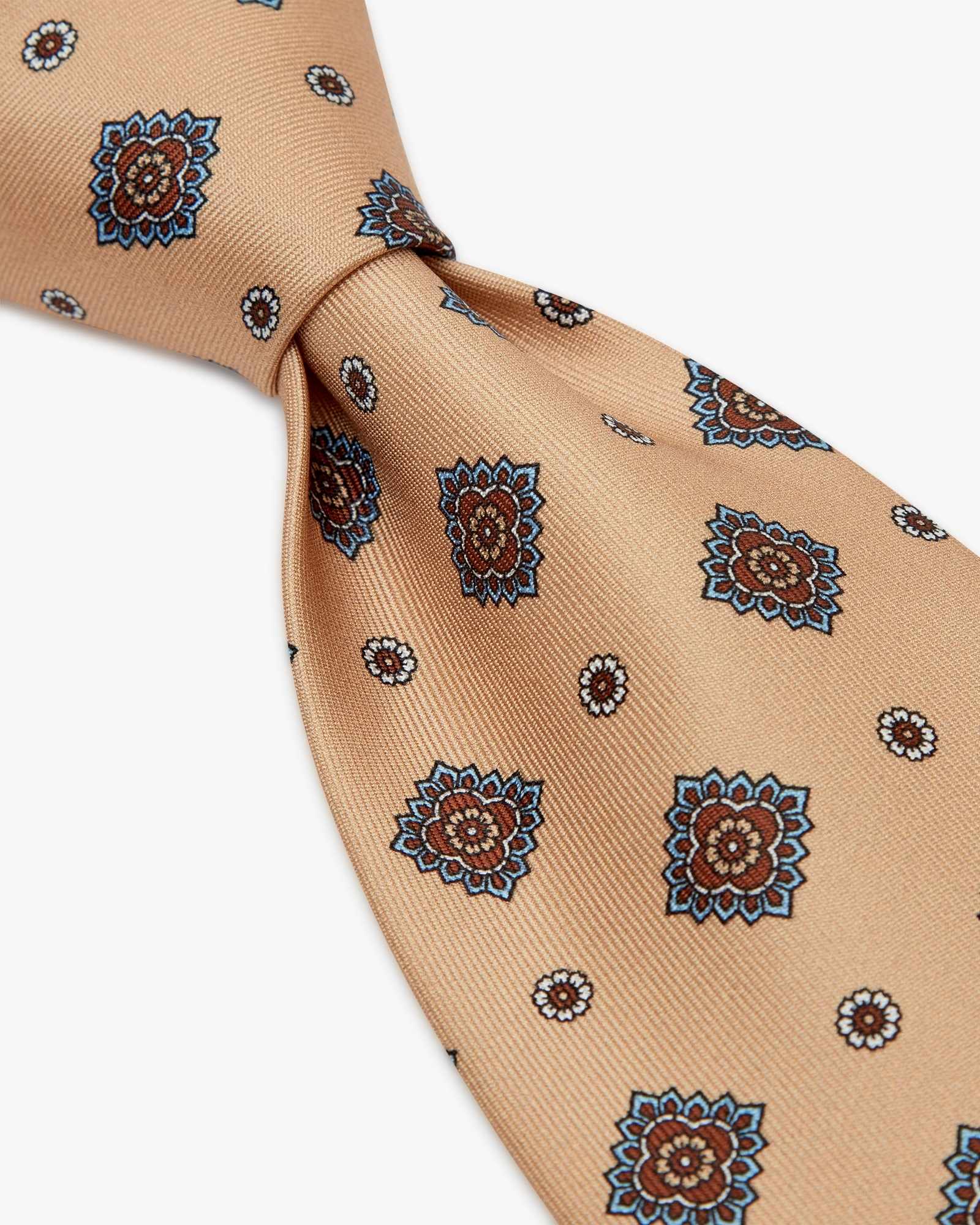 Cravatta Uomo Extra Lunga 160 Cm In Broccato Floreale - Blu E Oro, Largo 9 Cm, 100% Poliestere, Lavaggio A Secco