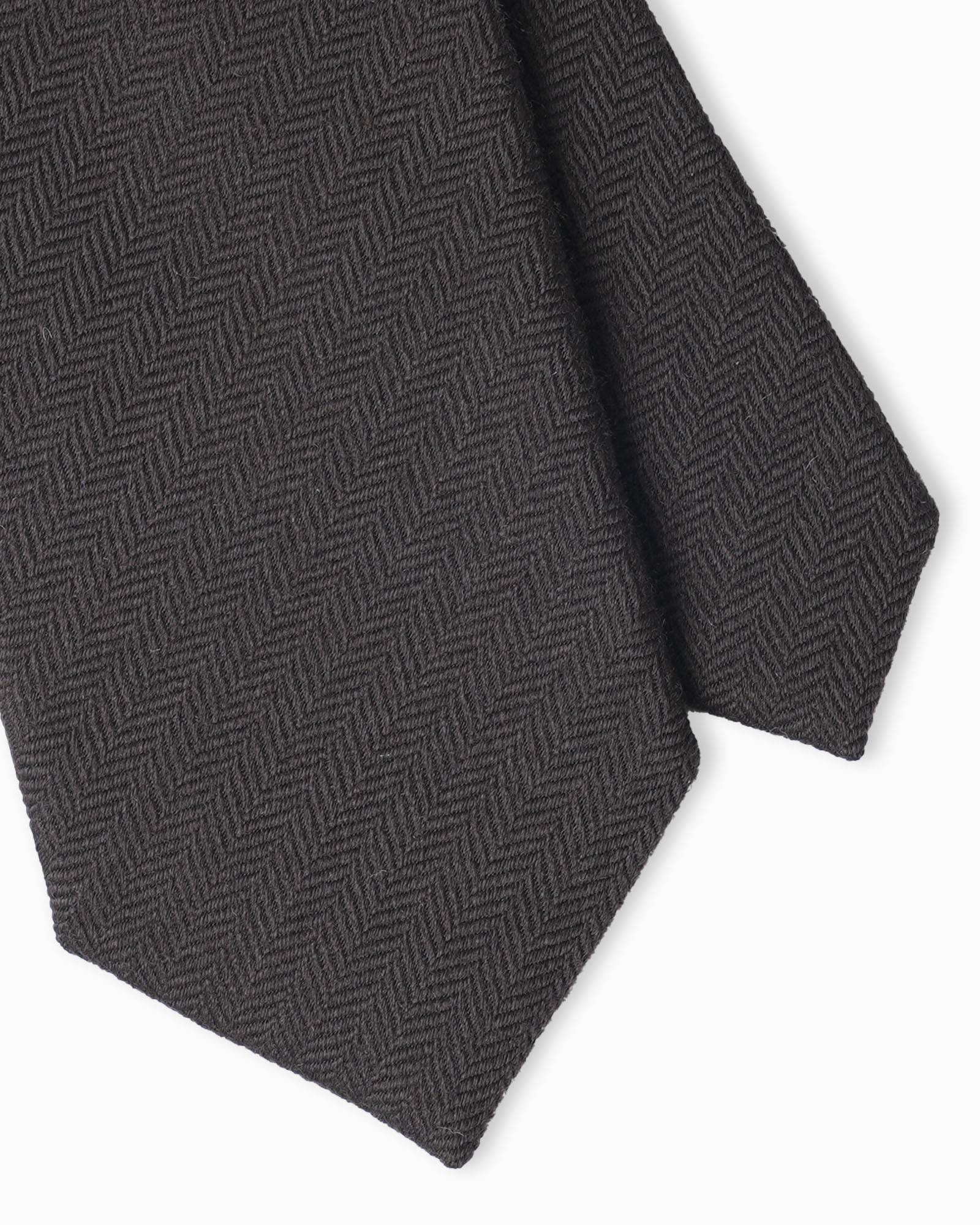 Cravatta 3 Pieghe In Lana e Seta Chevron - Marrone