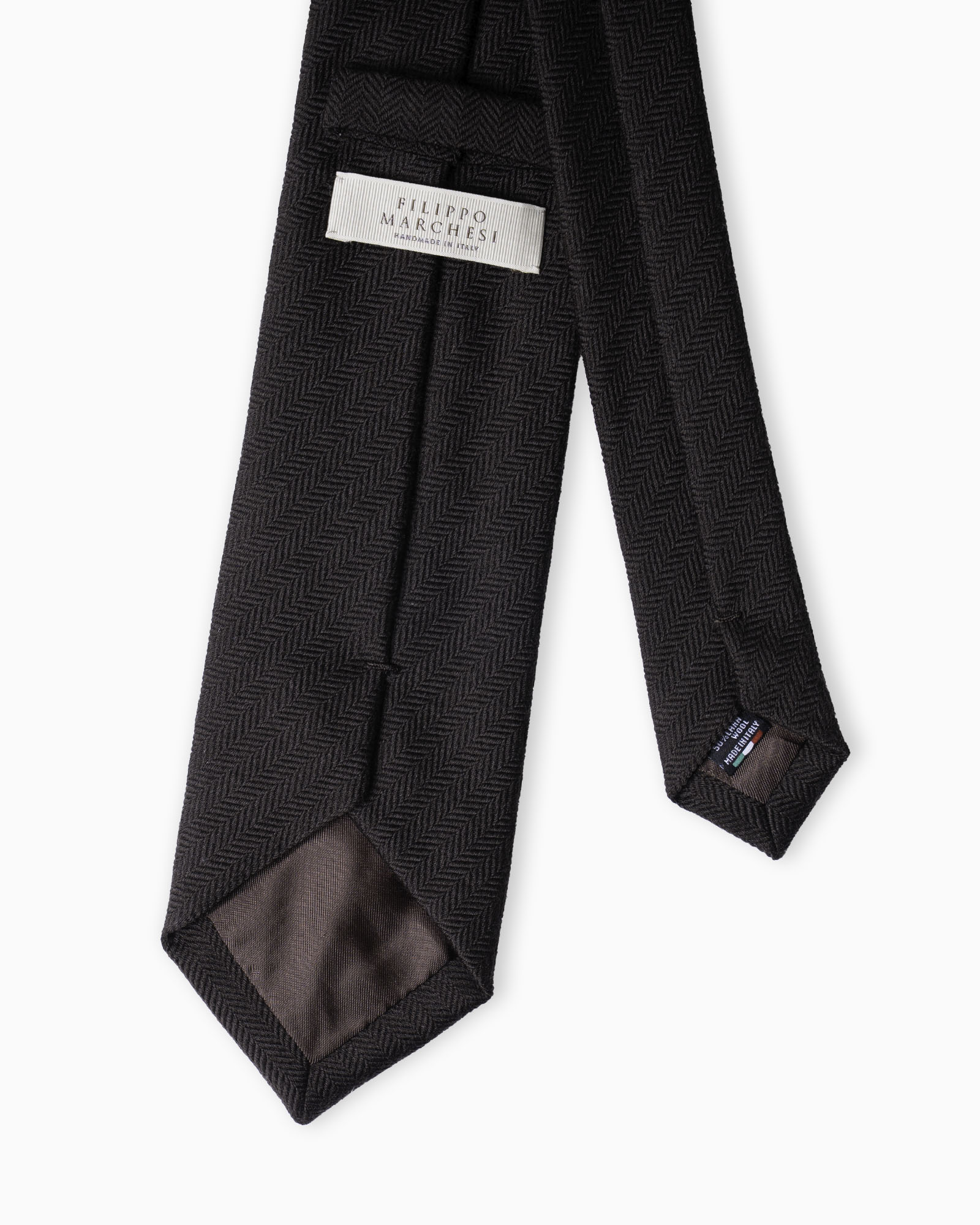 Cravatta 3 Pieghe In Lana e Seta Chevron - Marrone