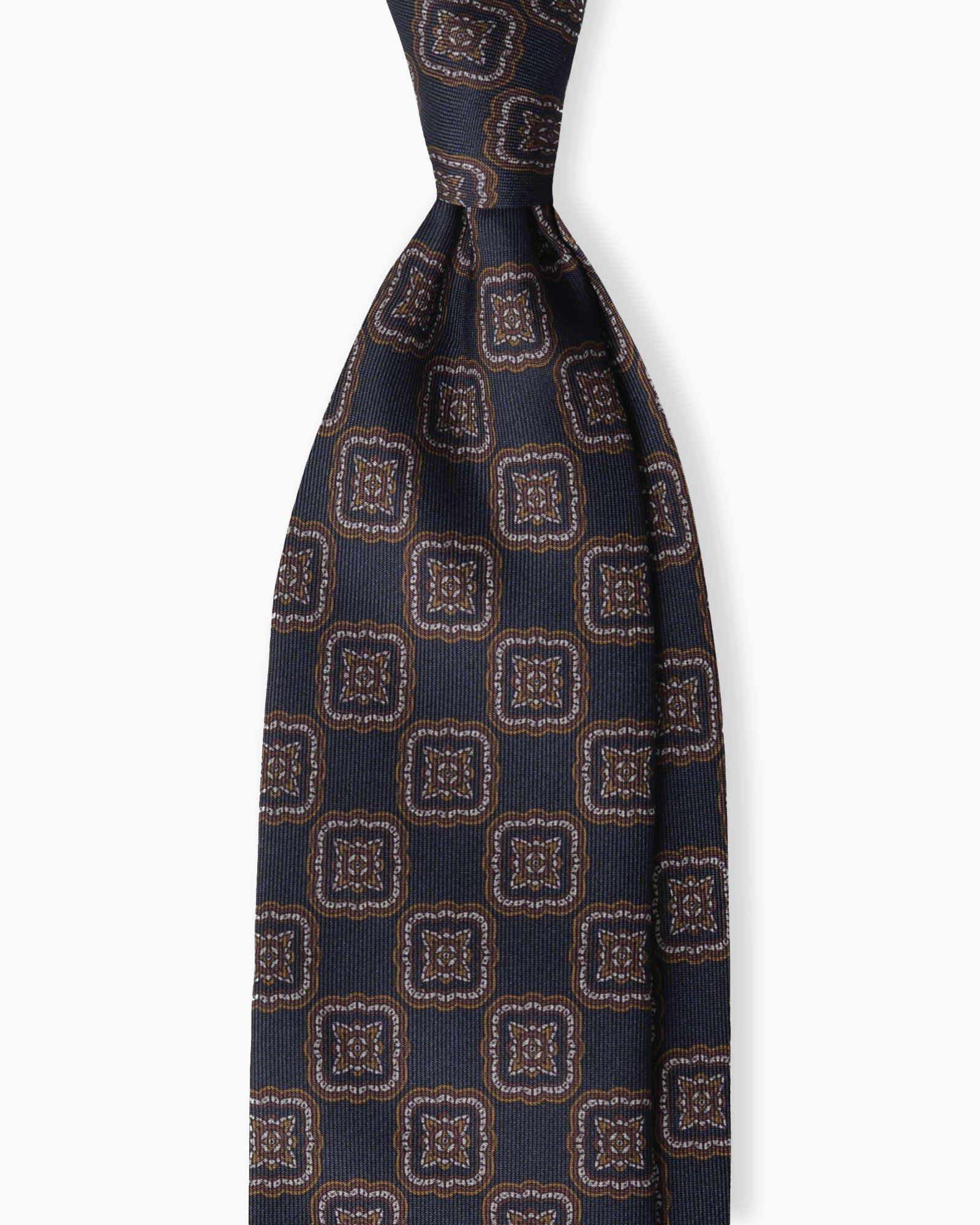 Cravatta in Seta Italiana 3 Pieghe Motivo Geometrico - Grigio Charcoal