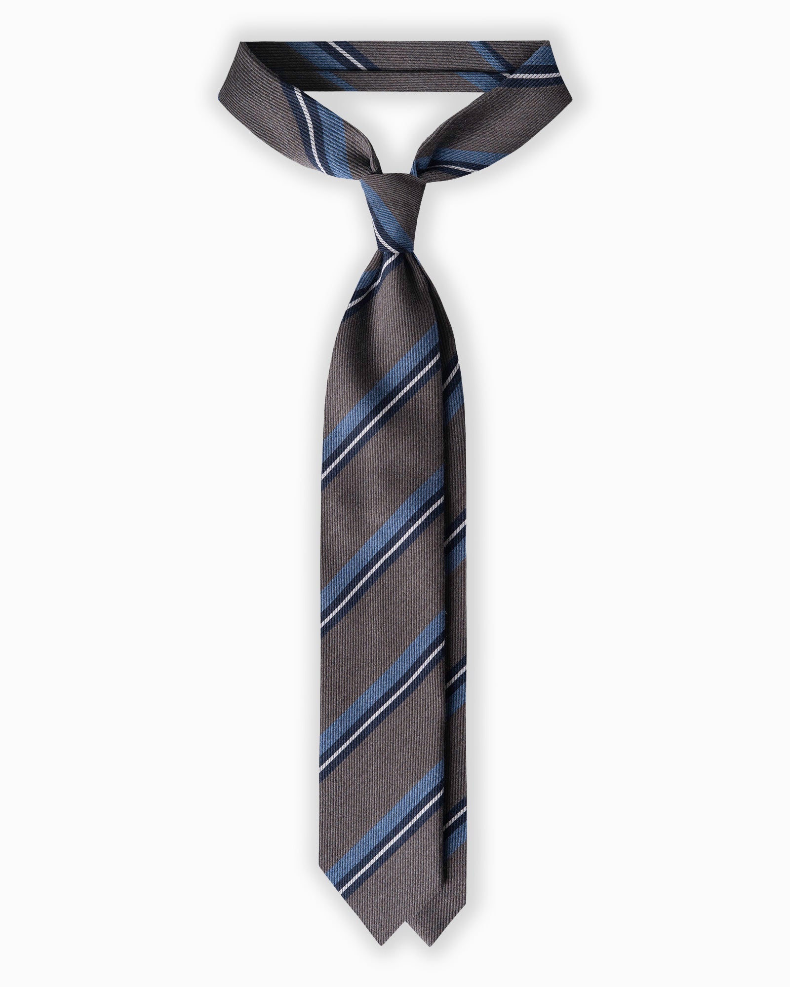 Cravatta in Seta e Lana 3 Pieghe Regimental - Marrone