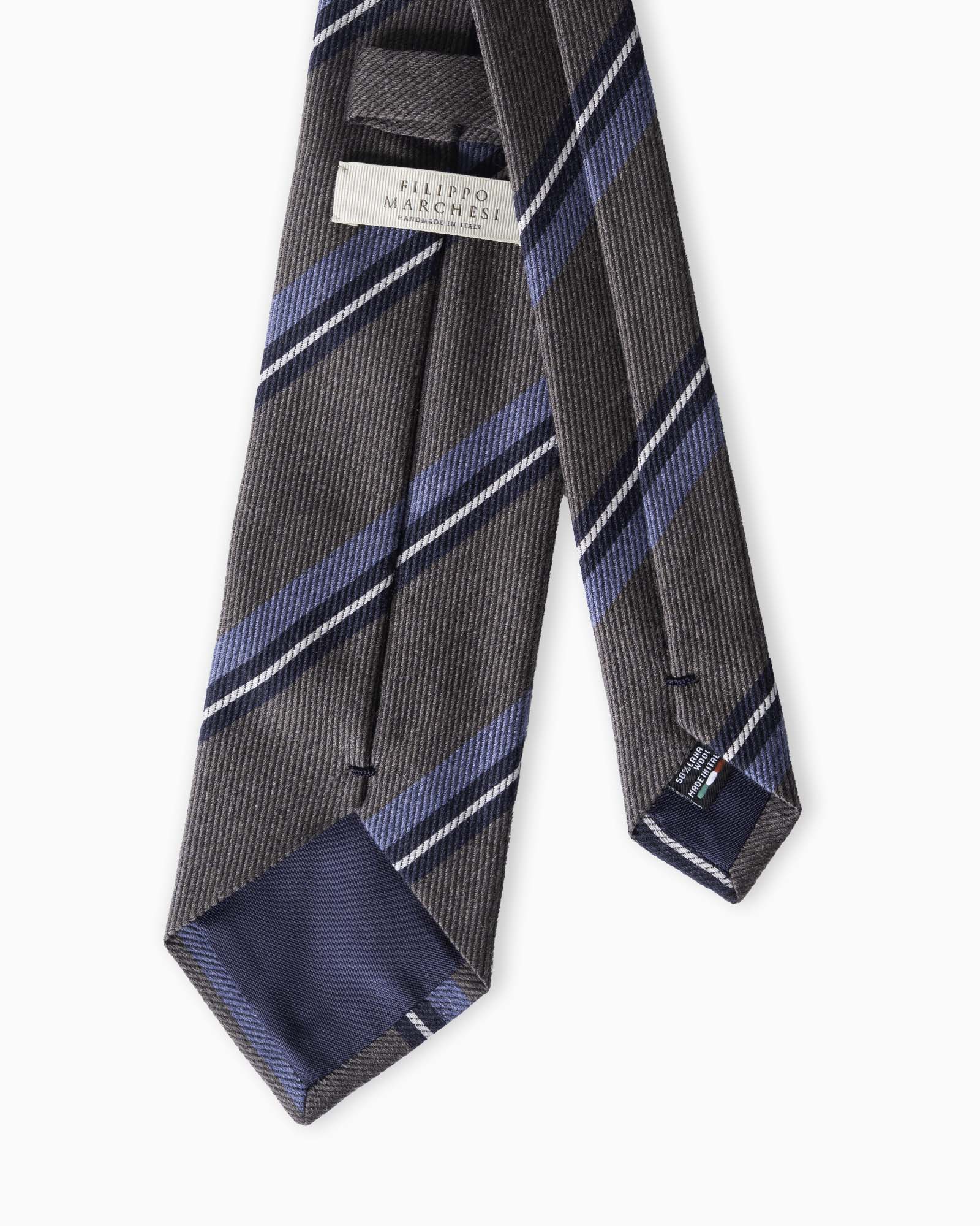 Cravatta in Seta e Lana 3 Pieghe Regimental - Marrone