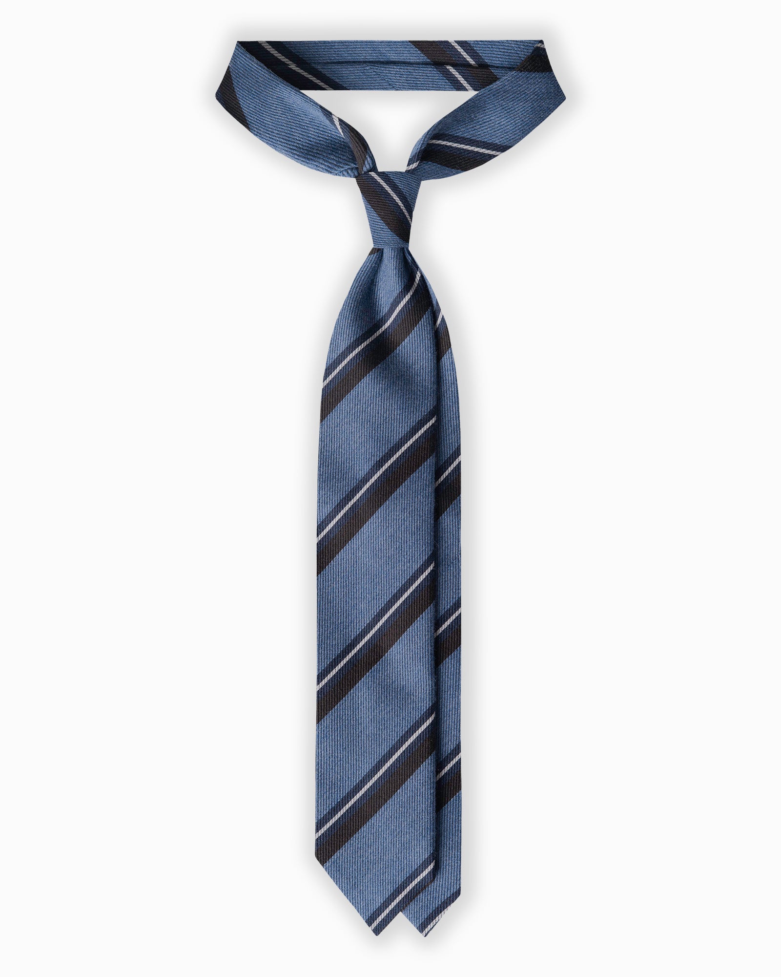 Cravatta in Seta e Lana 3 Pieghe Regimental - Azzurro