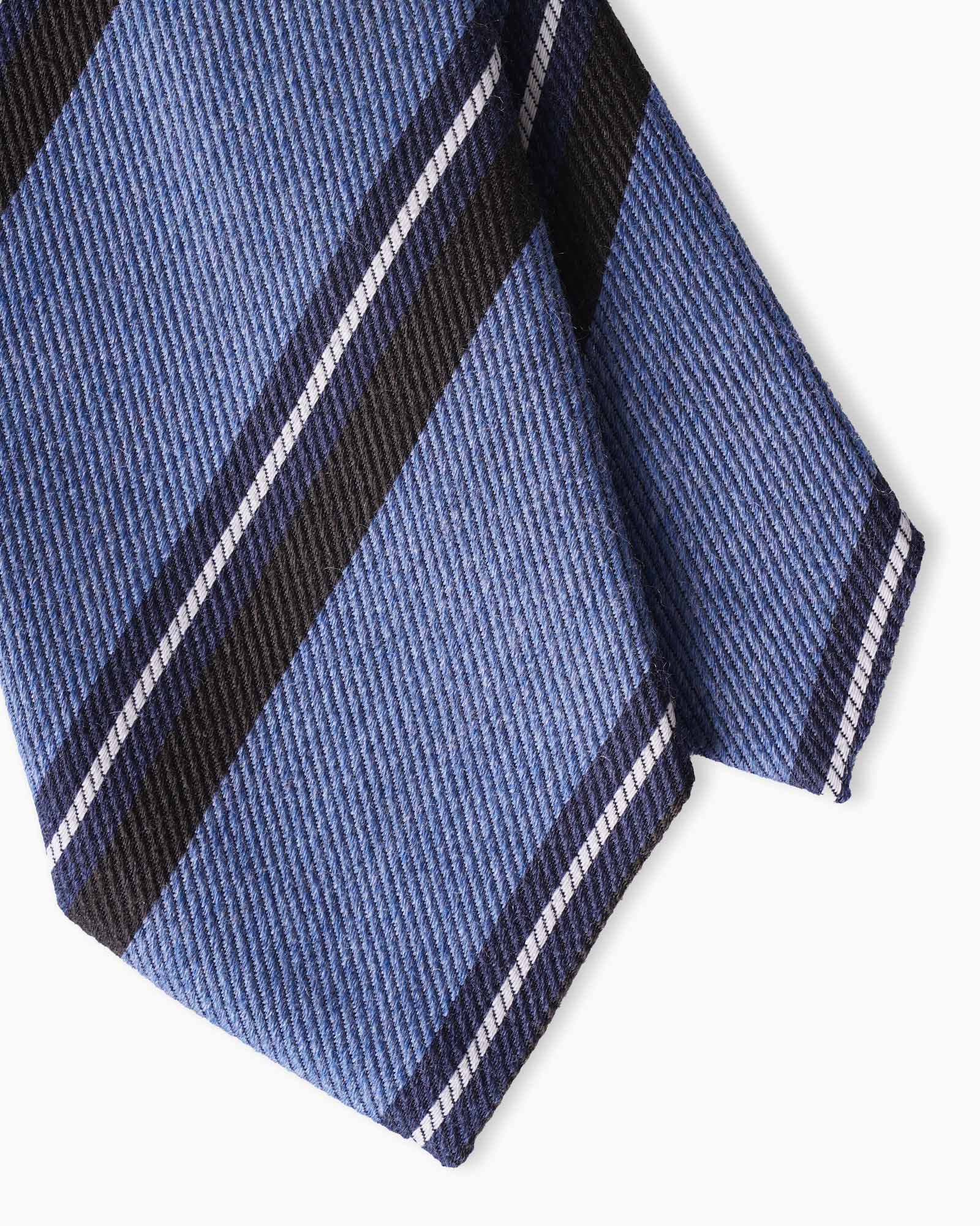 Cravatta in Seta e Lana 3 Pieghe Regimental - Azzurro