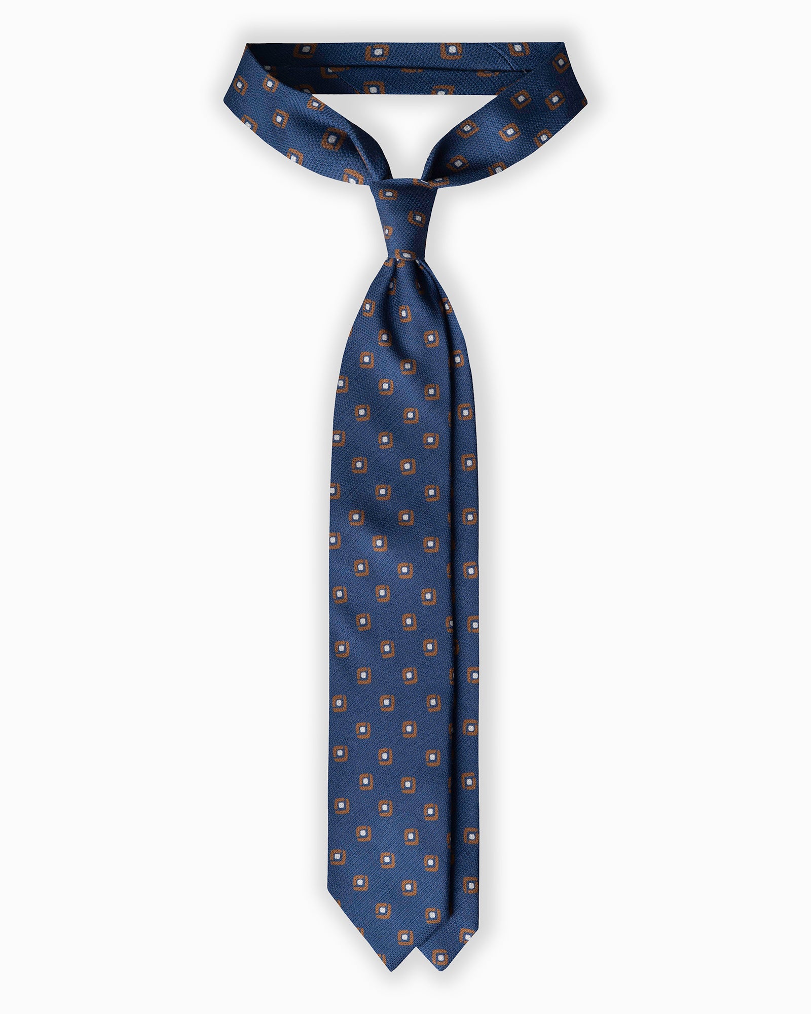 Cravatta in Seta Garzetta 3 Pieghe con Micromotivo - Blu Classico