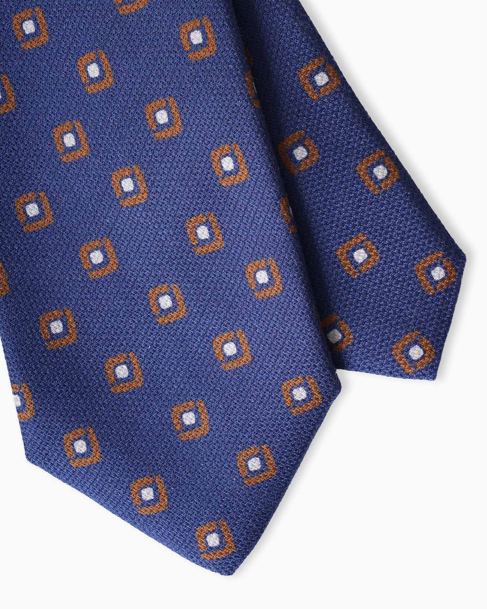 Cravatta in Seta Garzetta 3 Pieghe con Micromotivo - Blu Classico