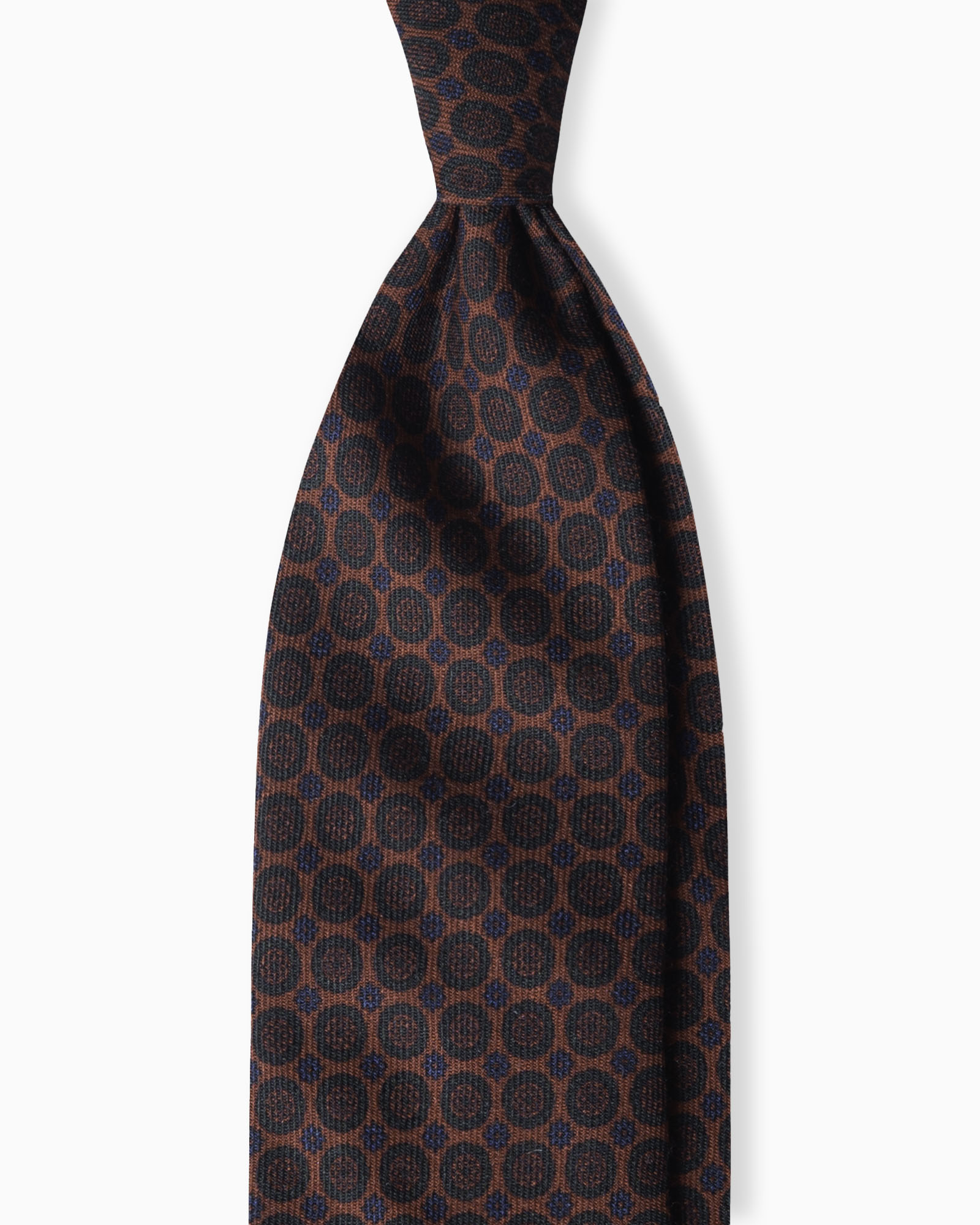 Cravatta in Lana 3 Pieghe Rosso Ruggine con Motivo Floreale