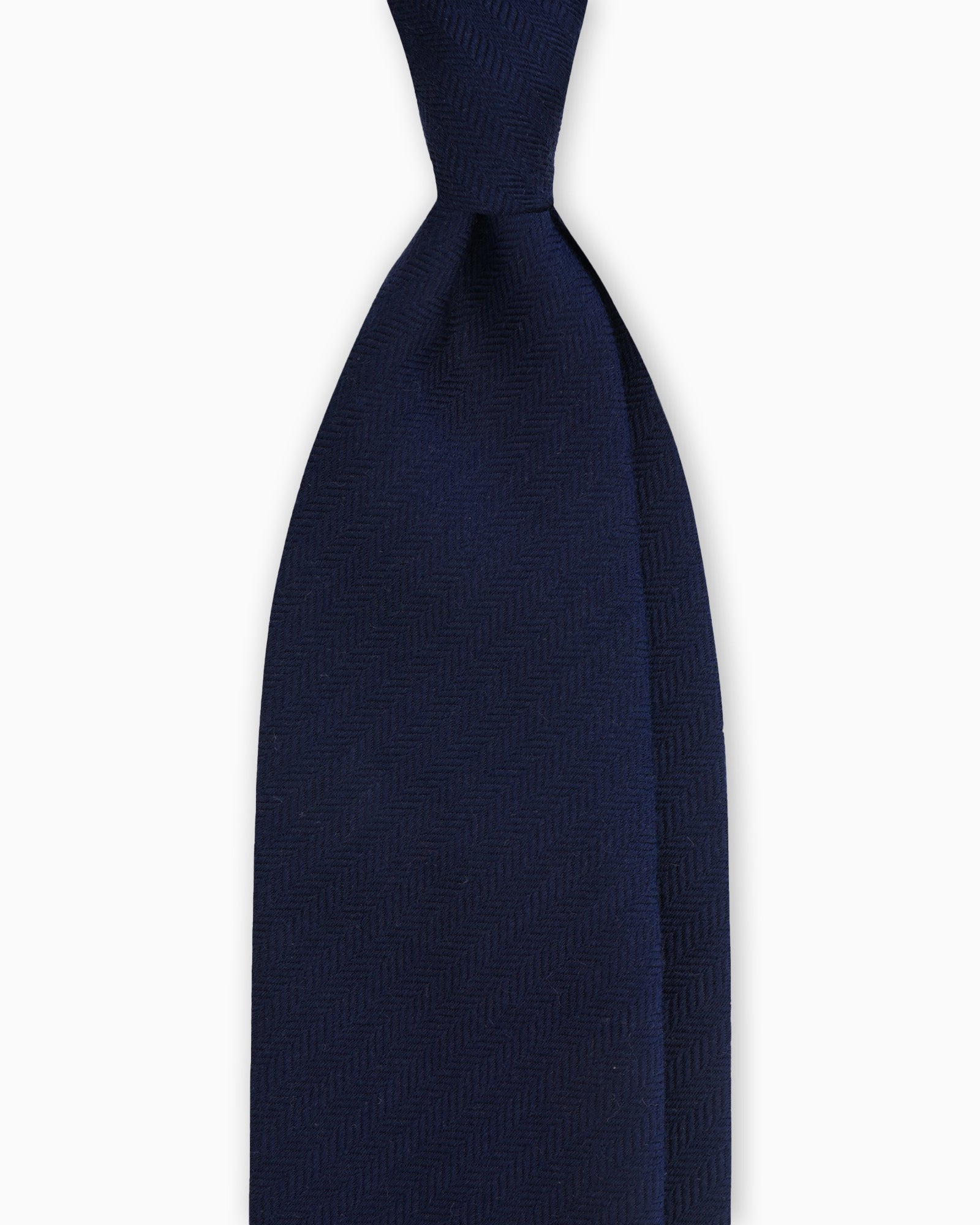 Cravatta 3 Pieghe In Lana e Seta Chevron - Blu