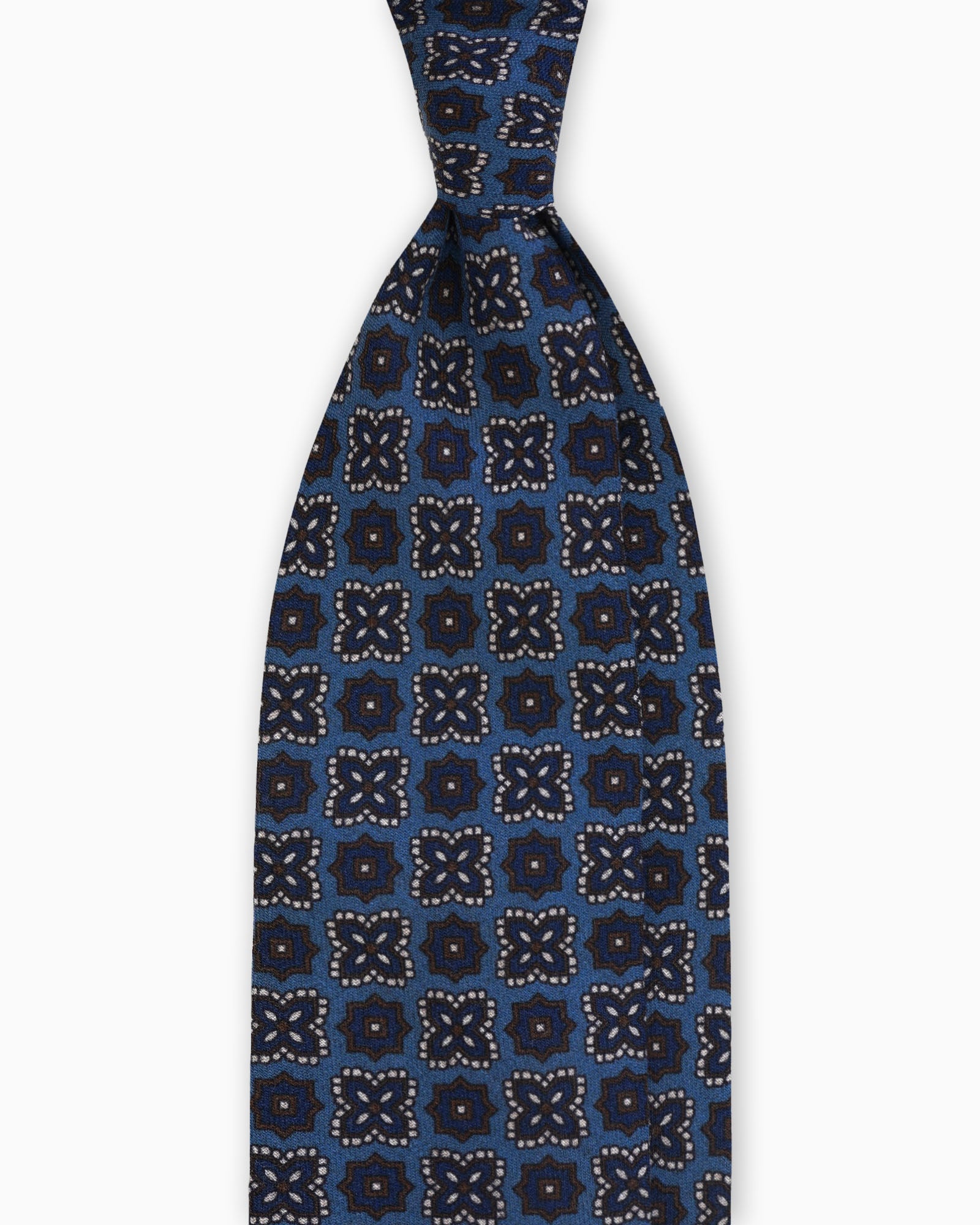 Cravatta in Lana con Motivo Floreale – Azzurro