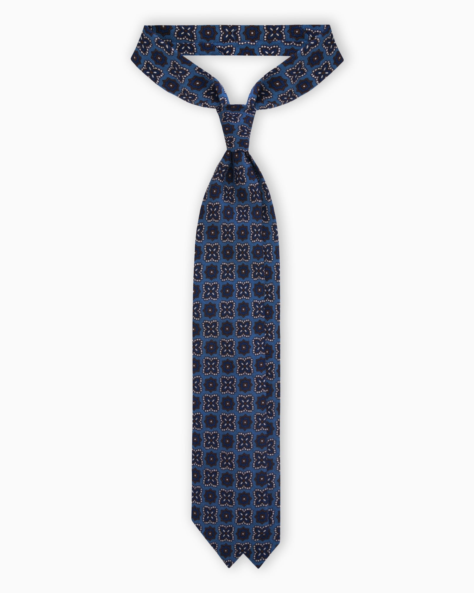 Cravatta in Lana con Motivo Floreale – Azzurro