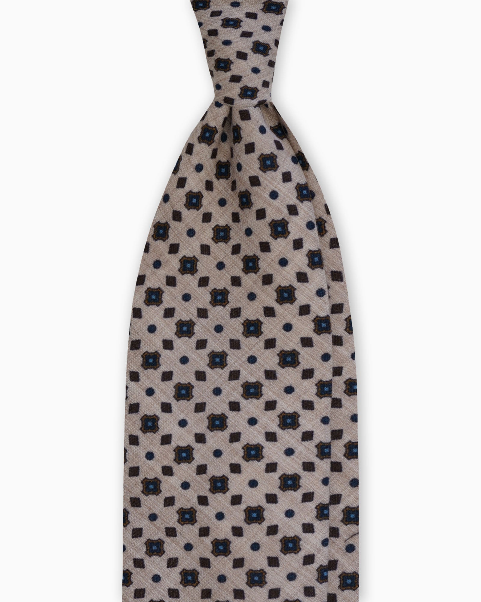 Cravatta in Lana con Motivo Floreale – Beige