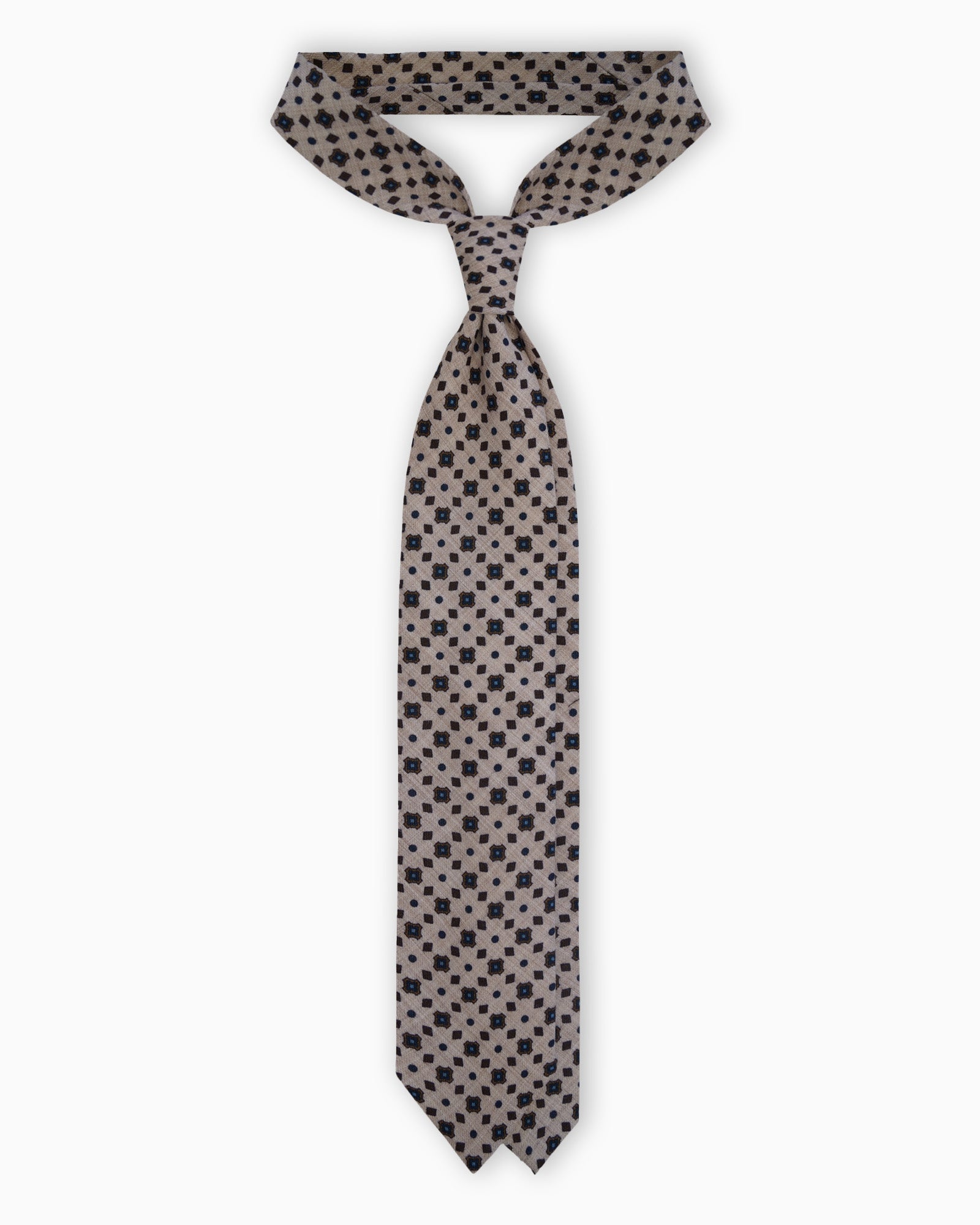 Cravatta in Lana con Motivo Floreale – Beige