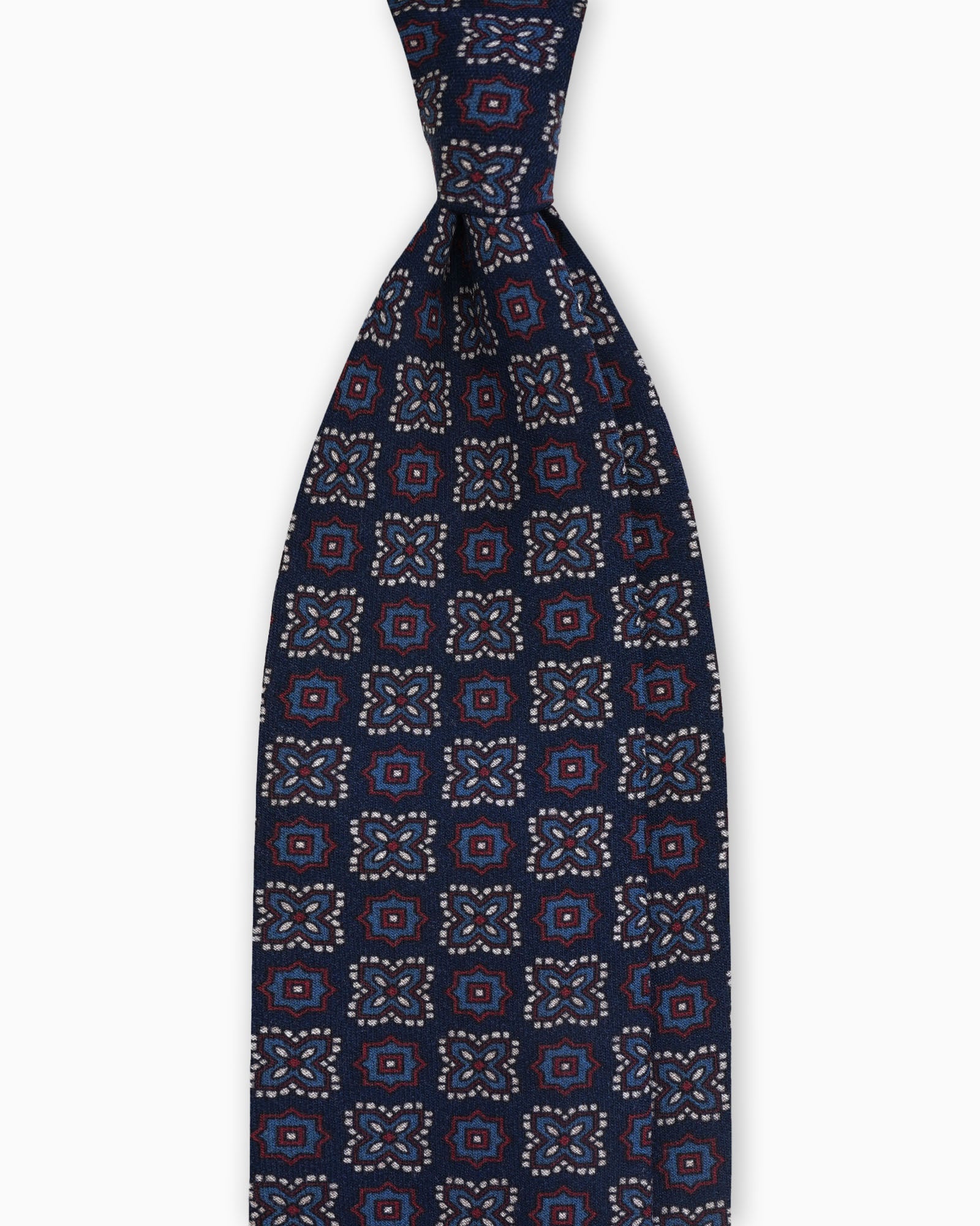 Cravatta in Lana con Motivo Floreale – Blu