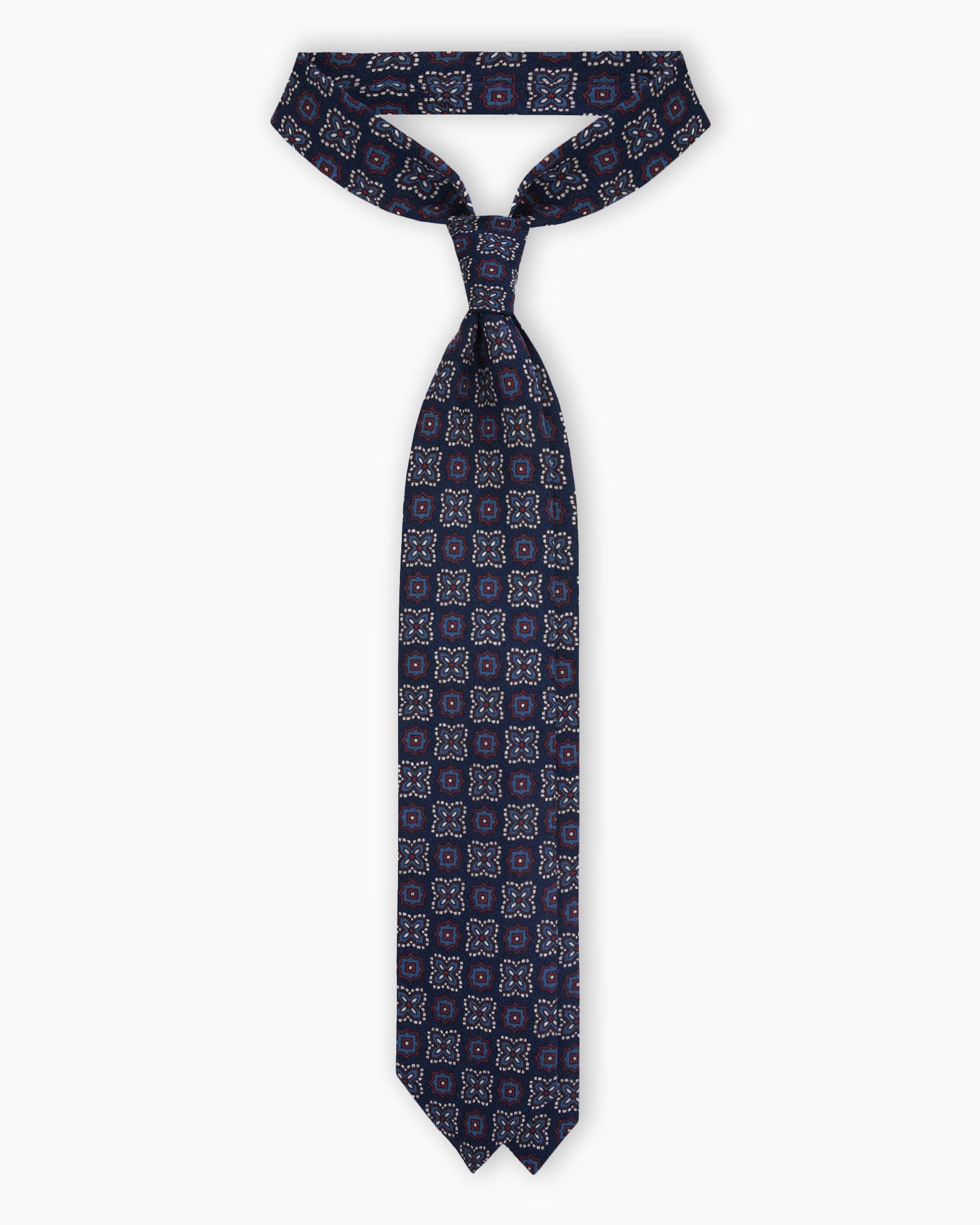 Cravatta in Lana con Motivo Floreale – Blu