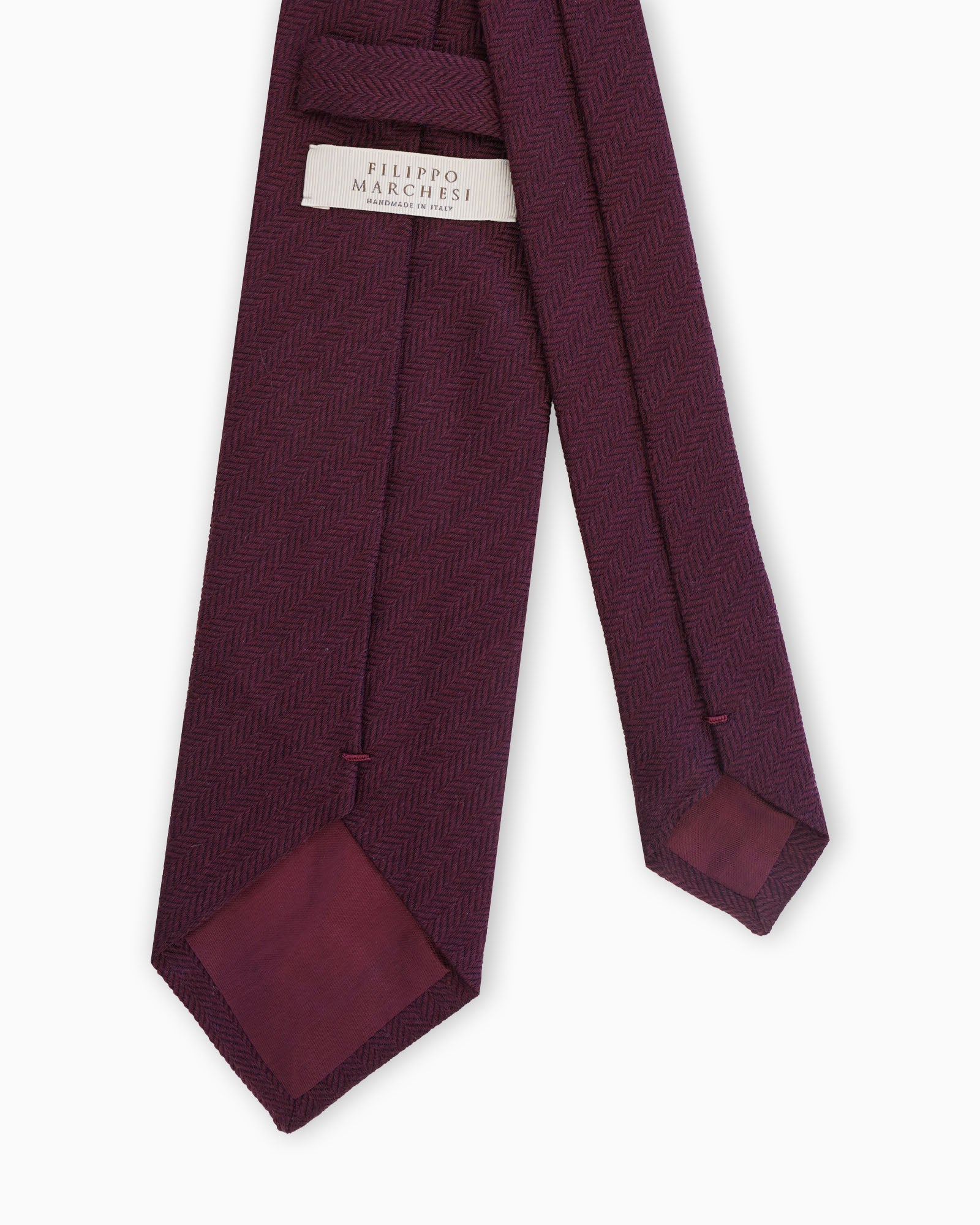 Cravatta 3 Pieghe In Lana e Seta Chevron - Bordeaux
