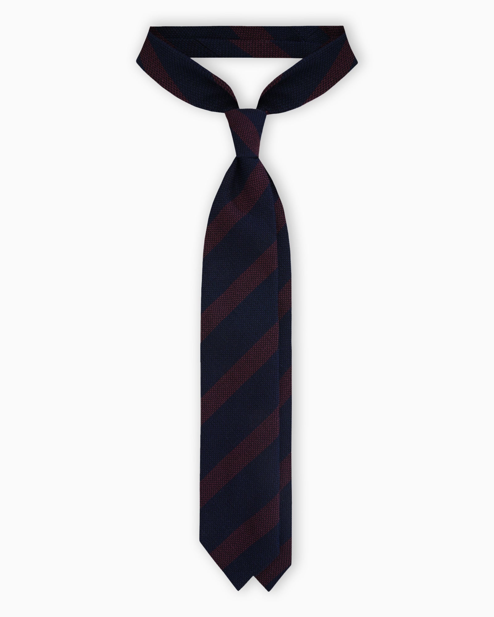 Navy Blue and Bordeaux Wool and Silk Regimental Tie 
