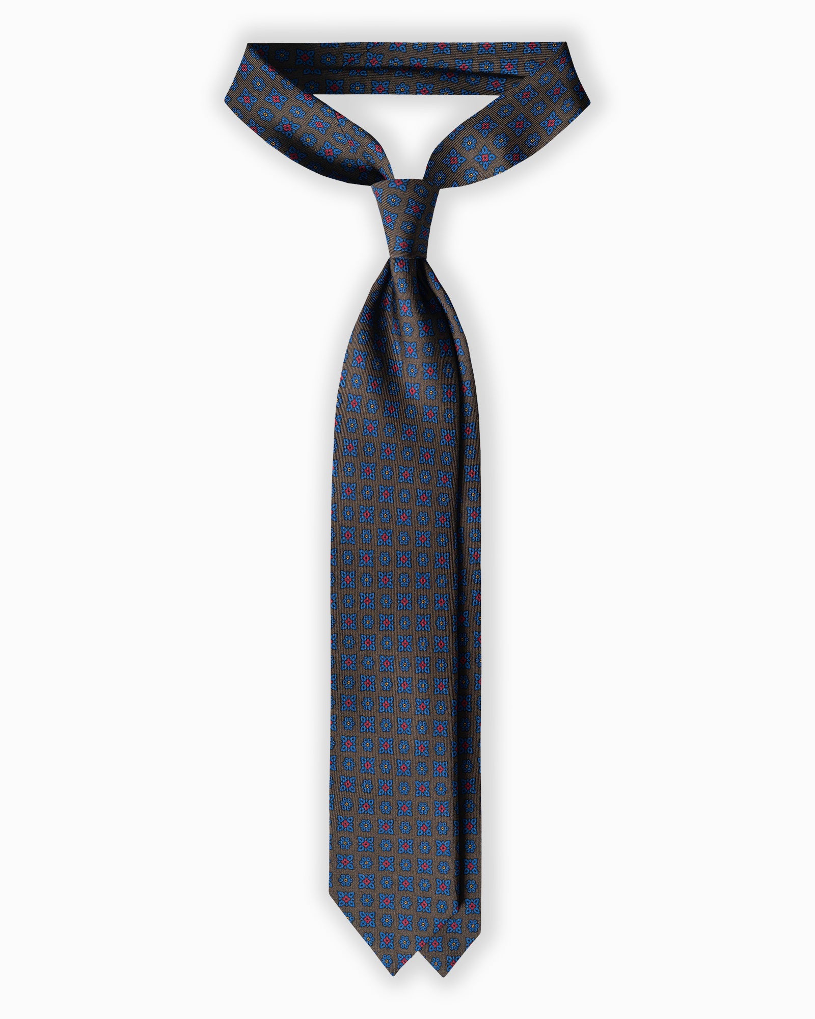 Cravatta in Seta Inglese con Micro Motivo Floreale - Verde Bosco