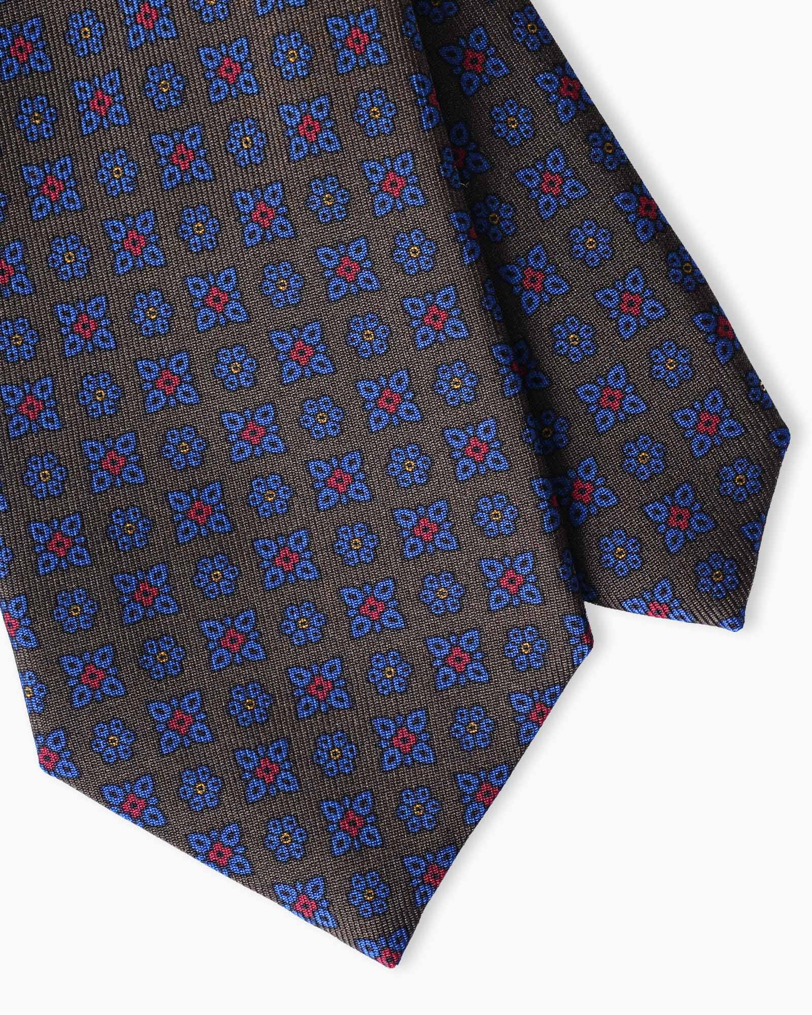 Cravatta in Seta Inglese con Micro Motivo Floreale - Verde Bosco