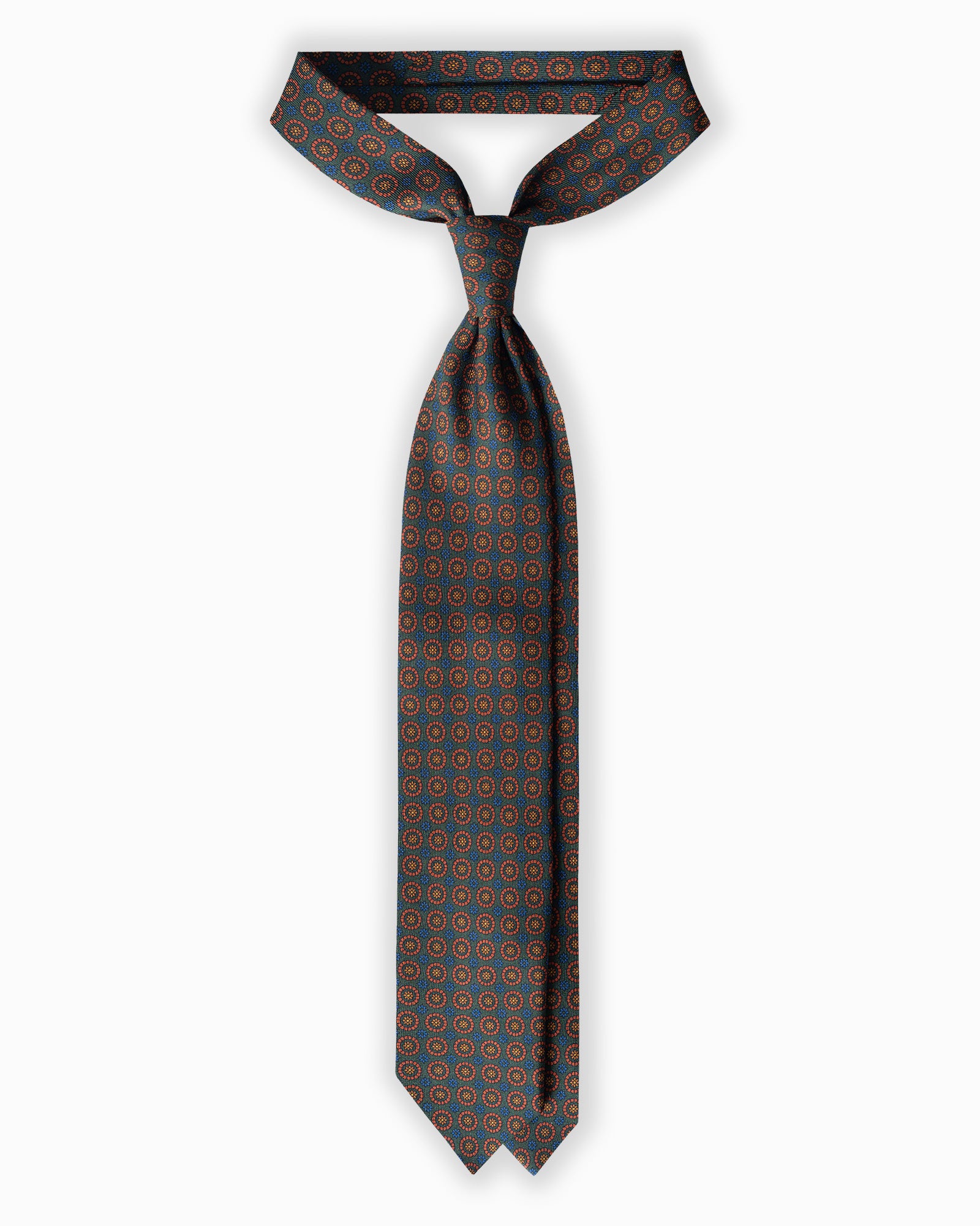 Cravatta in Seta Inglese Verde Bosco con Motivo Floreale