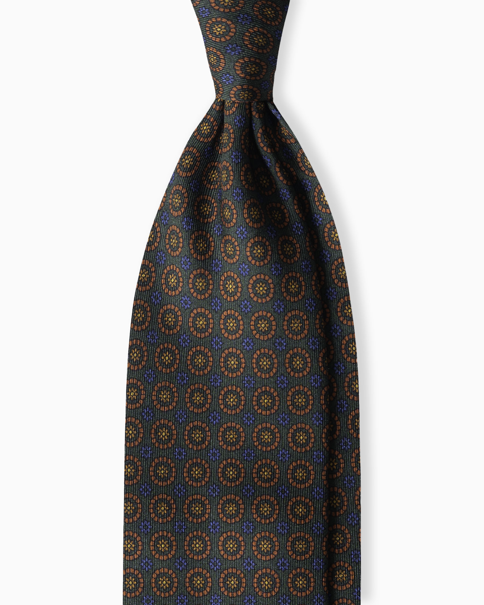 Cravatta in Seta Inglese Verde Bosco con Motivo Floreale