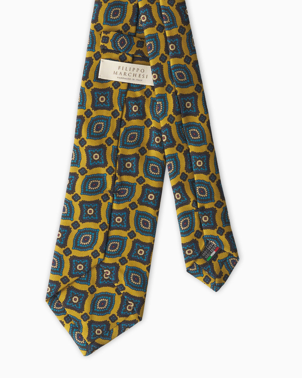 Cravatta in Seta Stampata Paisley - Senape