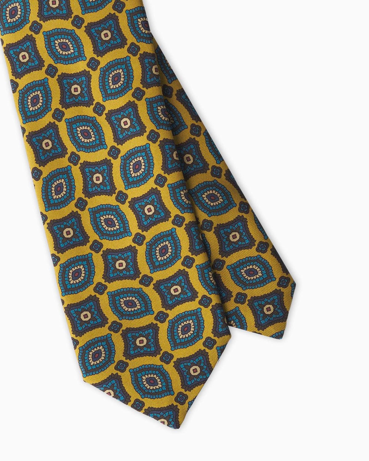 Cravatta in Seta Stampata Paisley - Senape