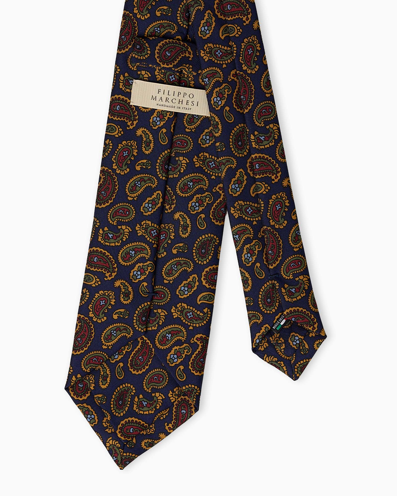 Cravatta in Seta Stampata Inglese Paisley - Blu