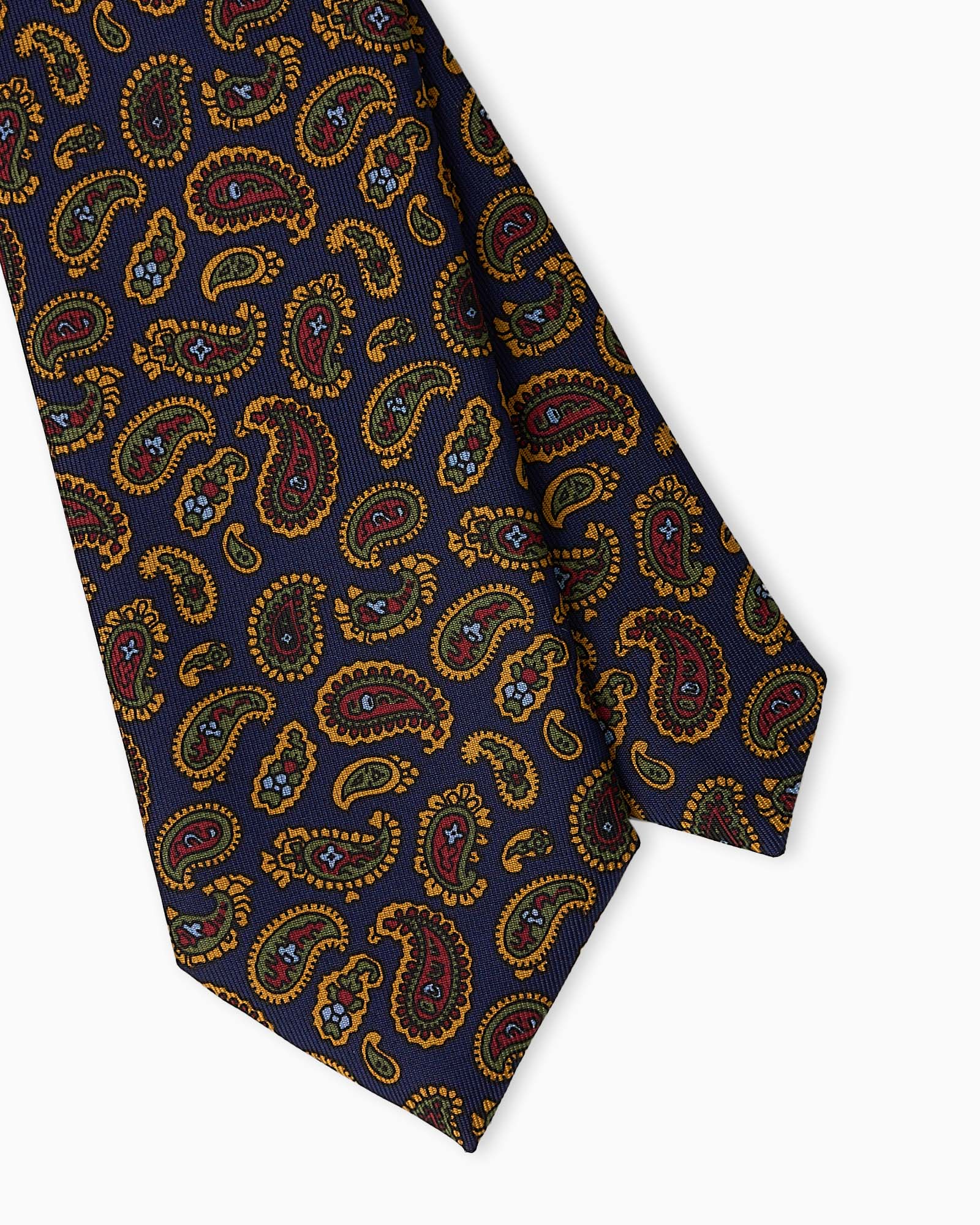 Cravatta in Seta Stampata Inglese Paisley - Blu