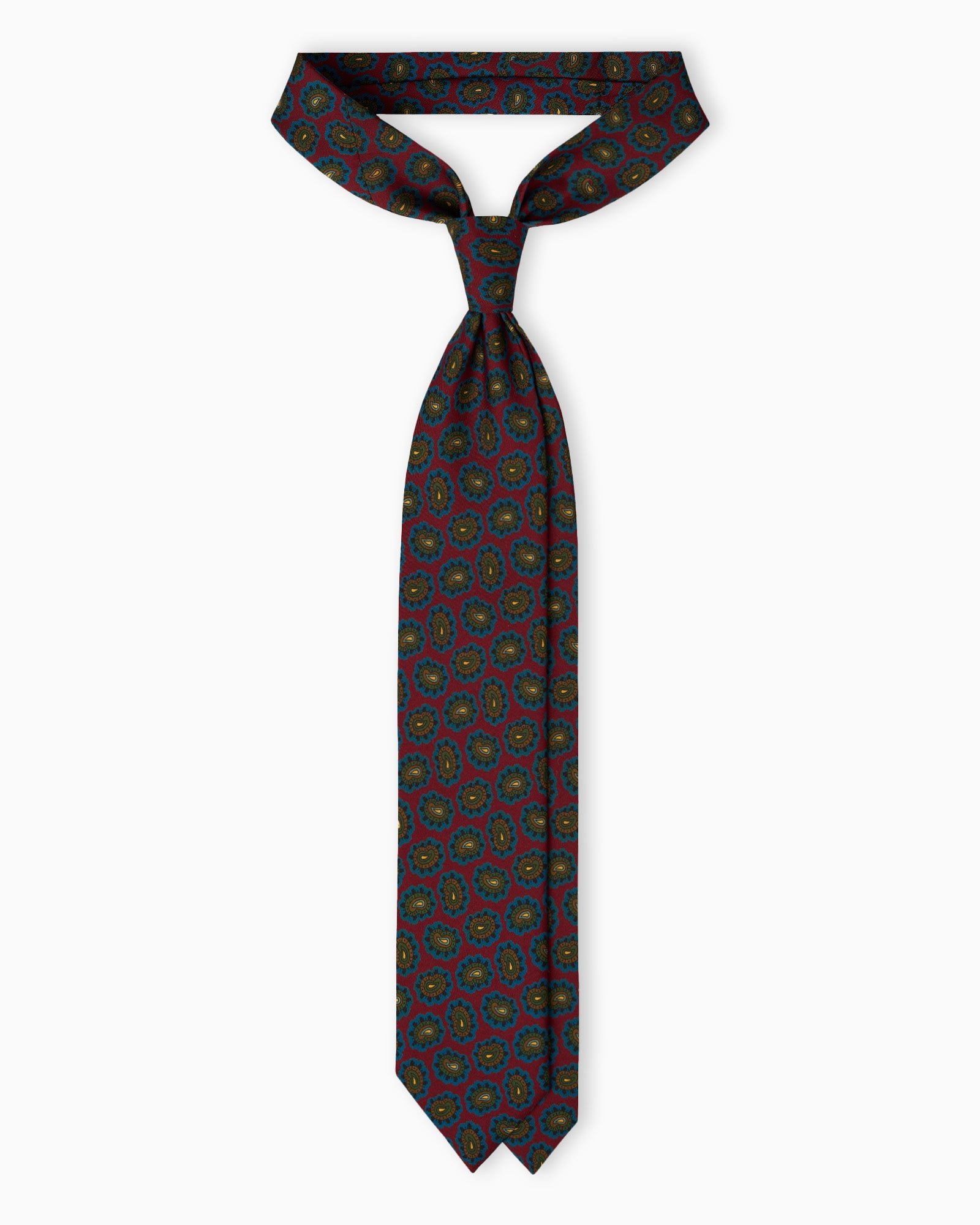 Cravatta in Seta Stampata Inglese Paisley - Bordeaux
