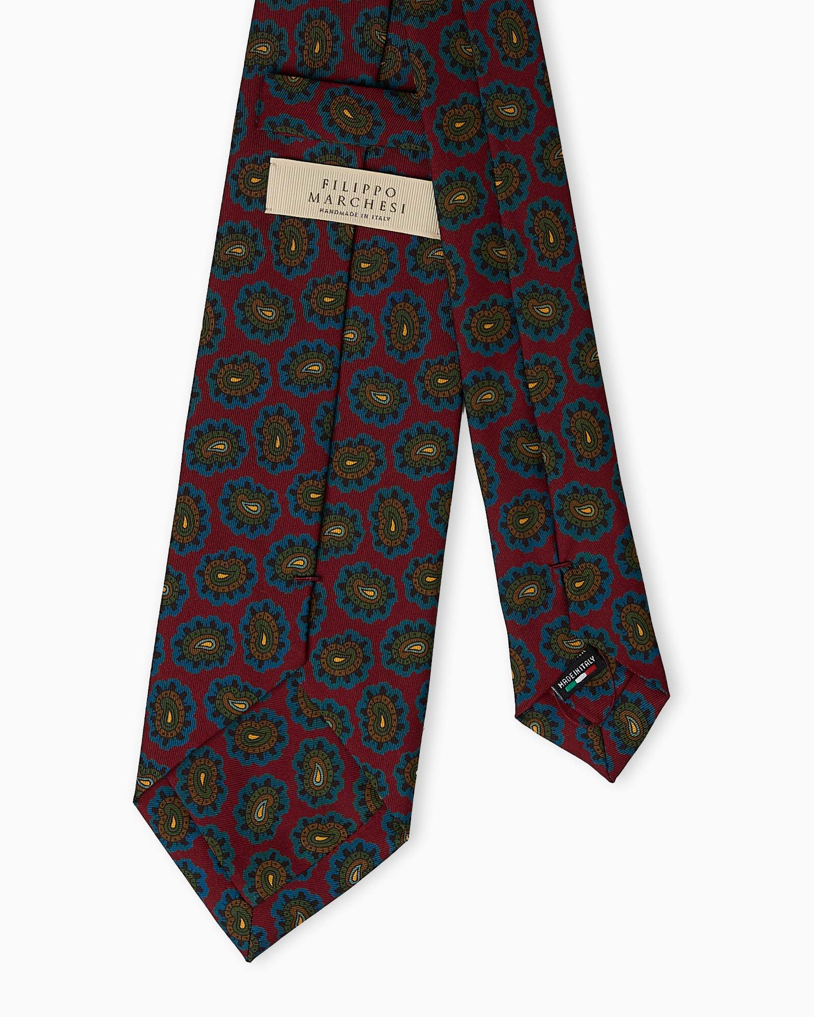 Cravatta in Seta Stampata Inglese Paisley - Bordeaux