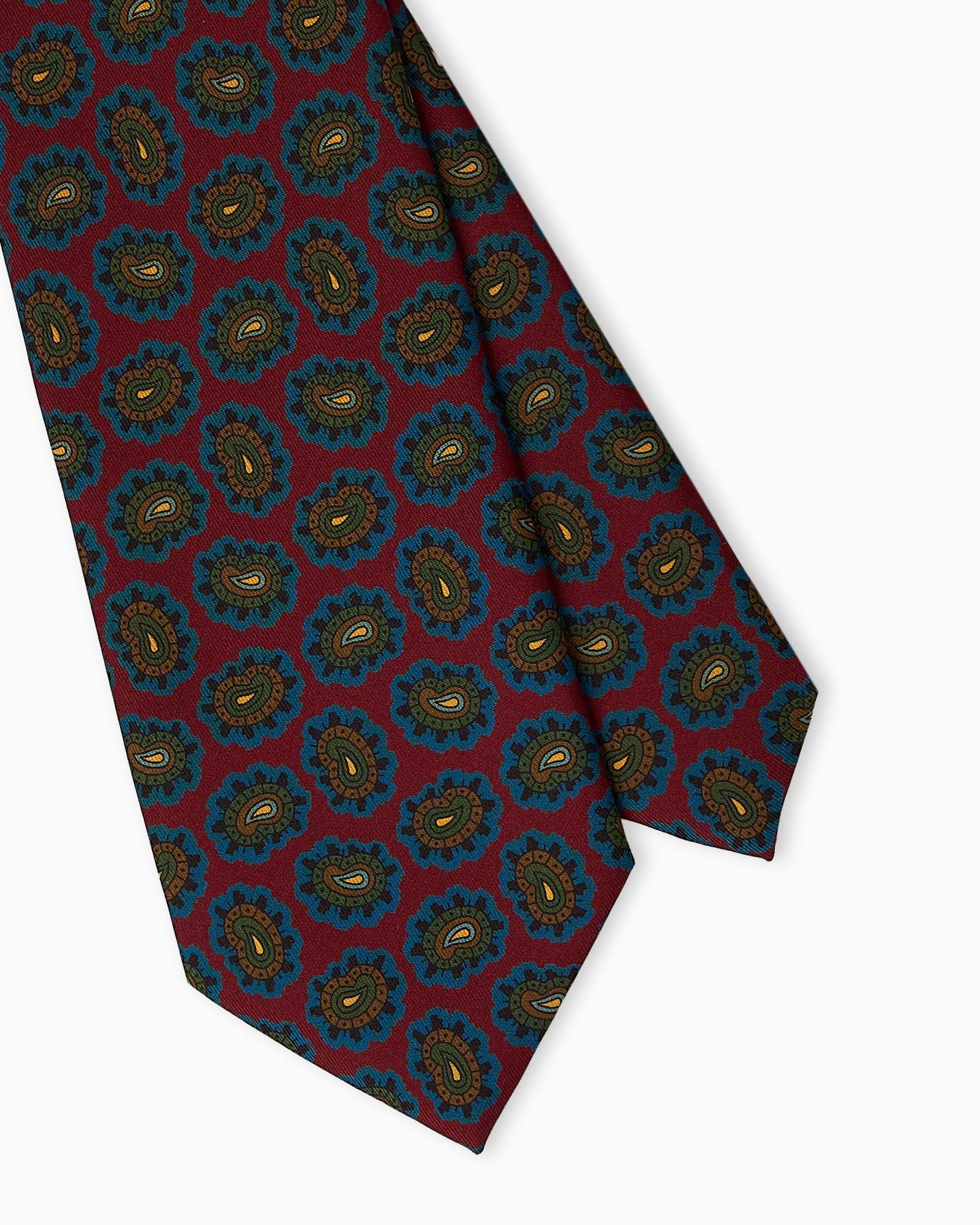 Cravatta in Seta Stampata Inglese Paisley - Bordeaux