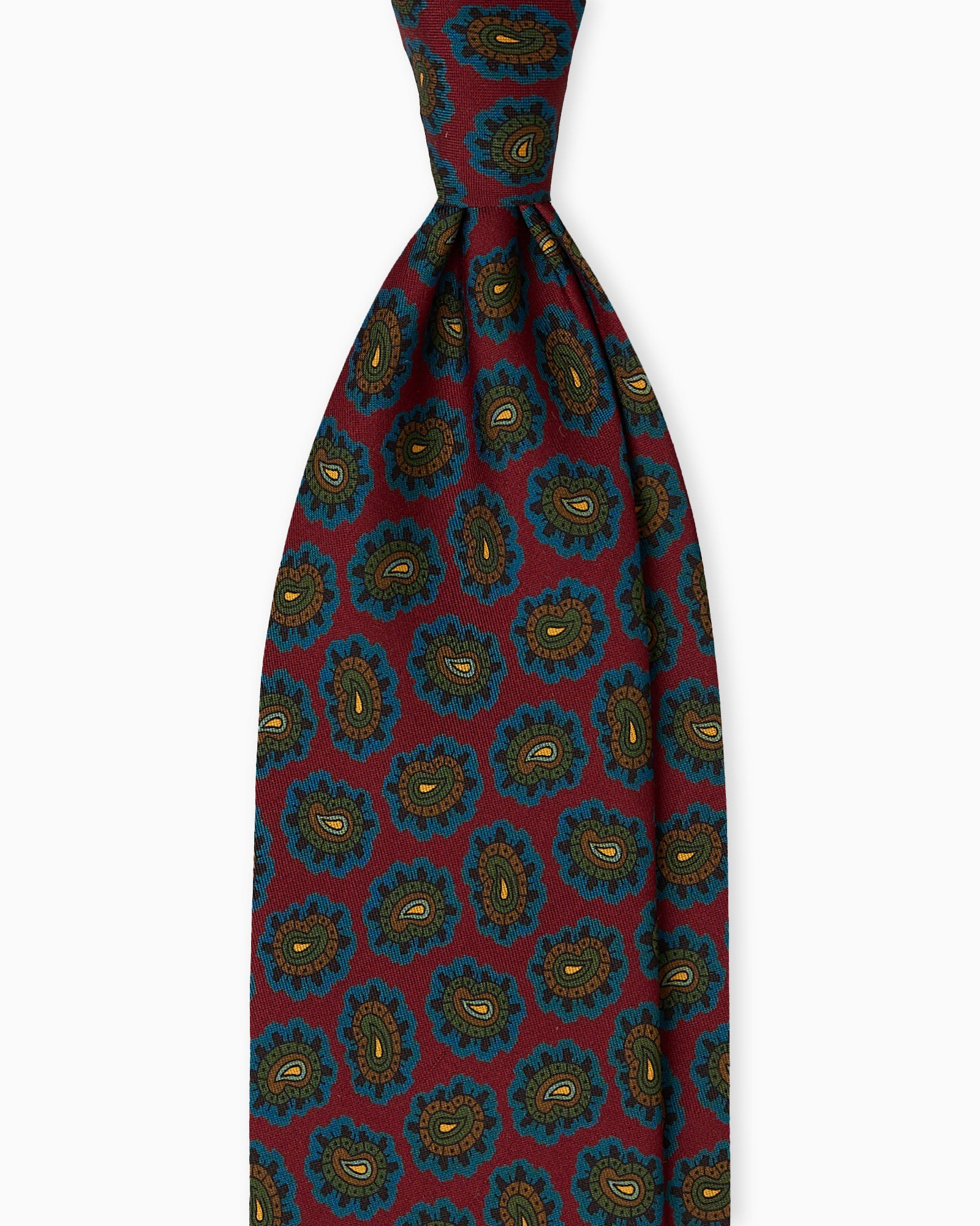Cravatta in Seta Stampata Inglese Paisley - Bordeaux