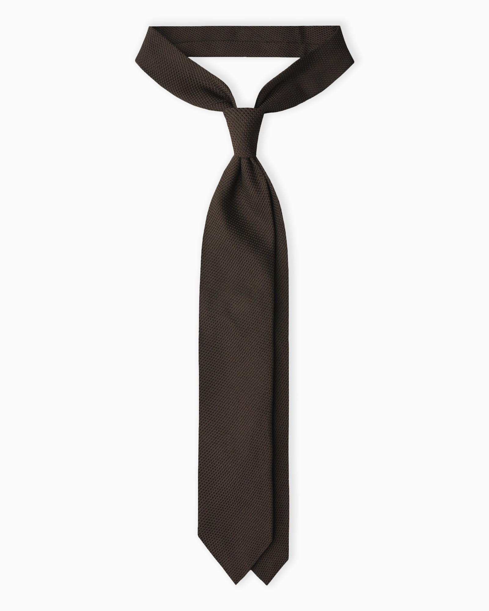 Dark brown fine grenadine silk tie handmade in Italy