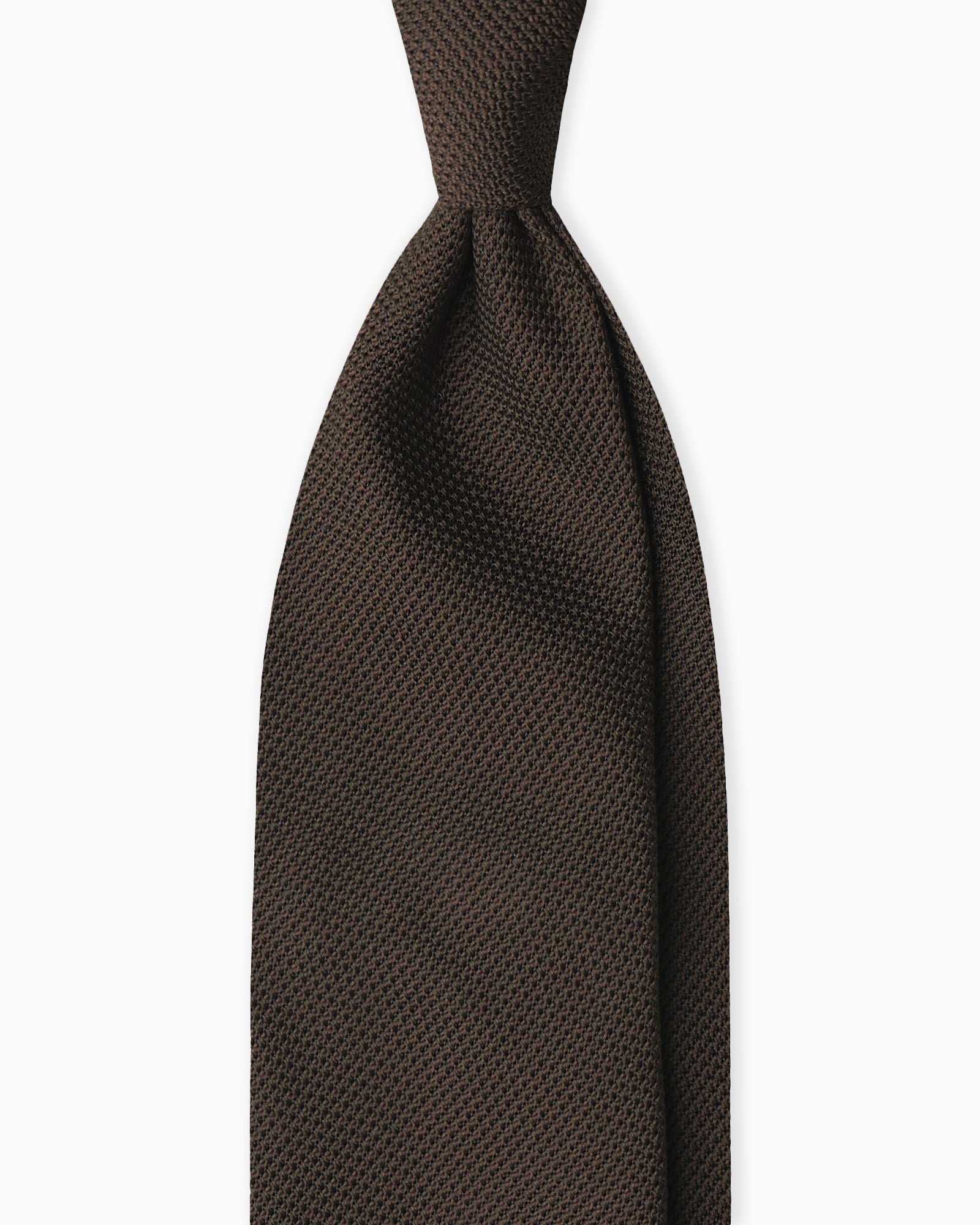 Cravatta in seta grenadine garza fina marrone scuro fatta a mano in Italia