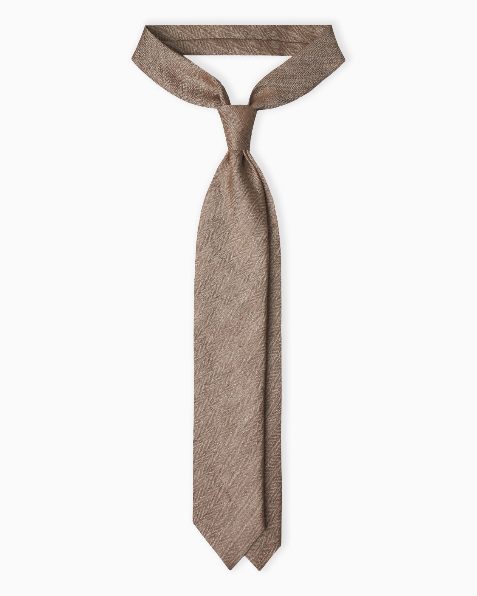 Cravatta in Seta Jacquard 3 Pieghe Chevron - Beige