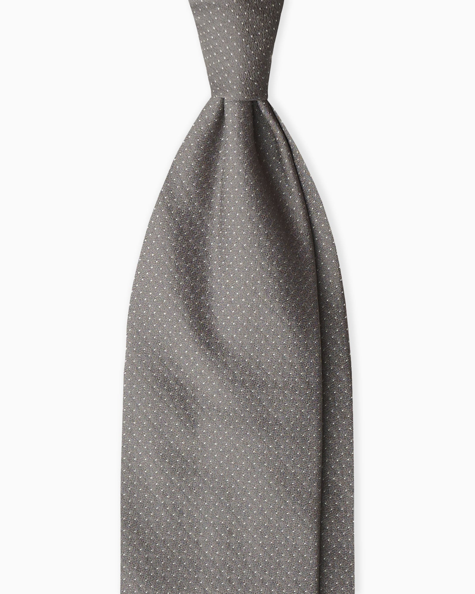 Cravatta in Seta Jacquard Micro Pois - Grigio