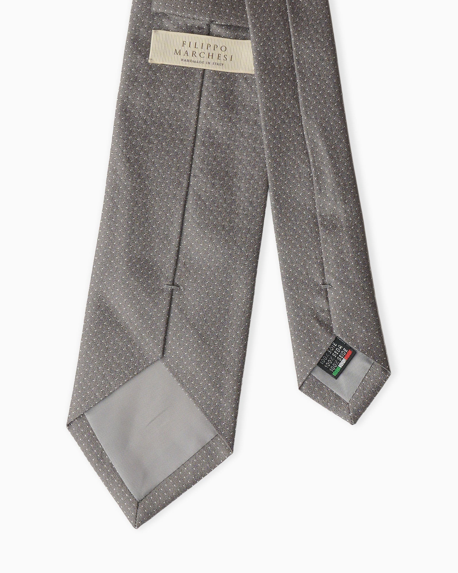 Cravatta in Seta Jacquard Micro Pois - Grigio