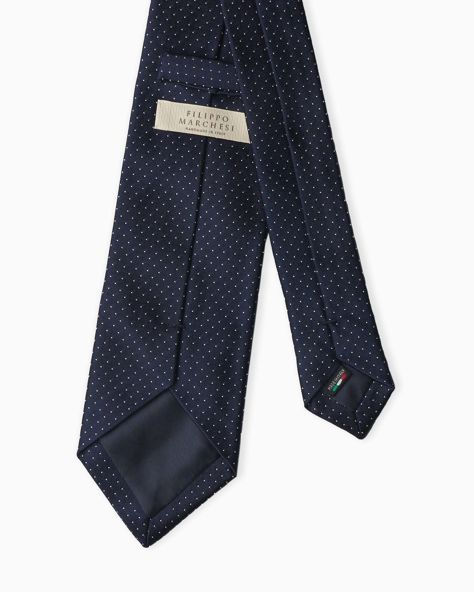 Cravatta in Seta Tessuta Pois - Blu
