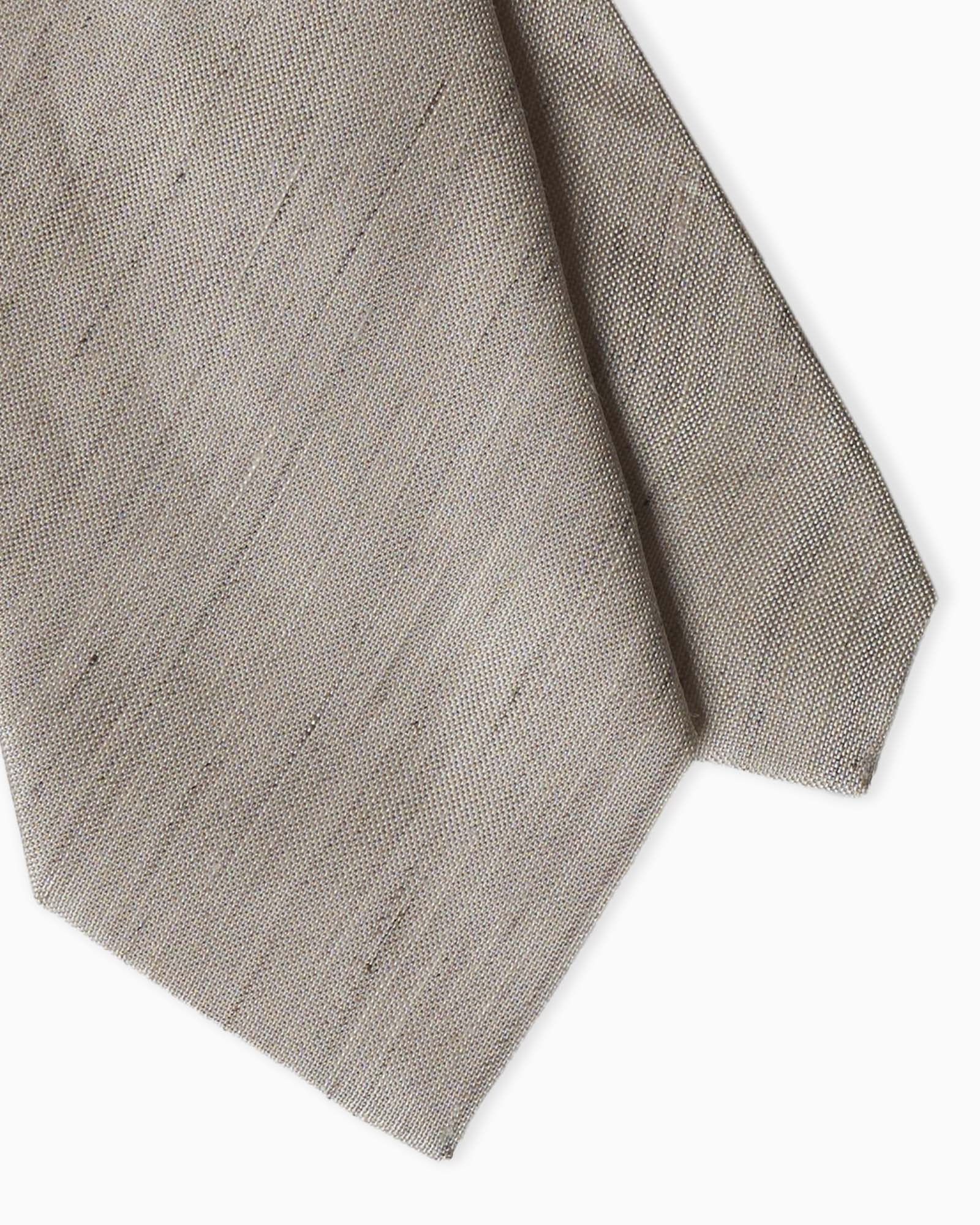 Beige artisanal lined silk linen tie with natural texture