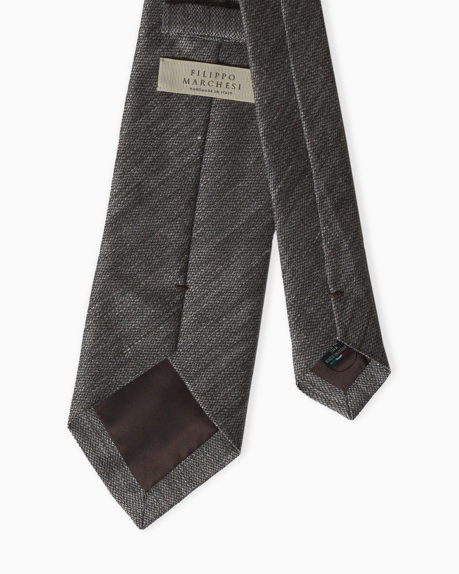 Cravatta Jacquard in Seta Lino - Taupe