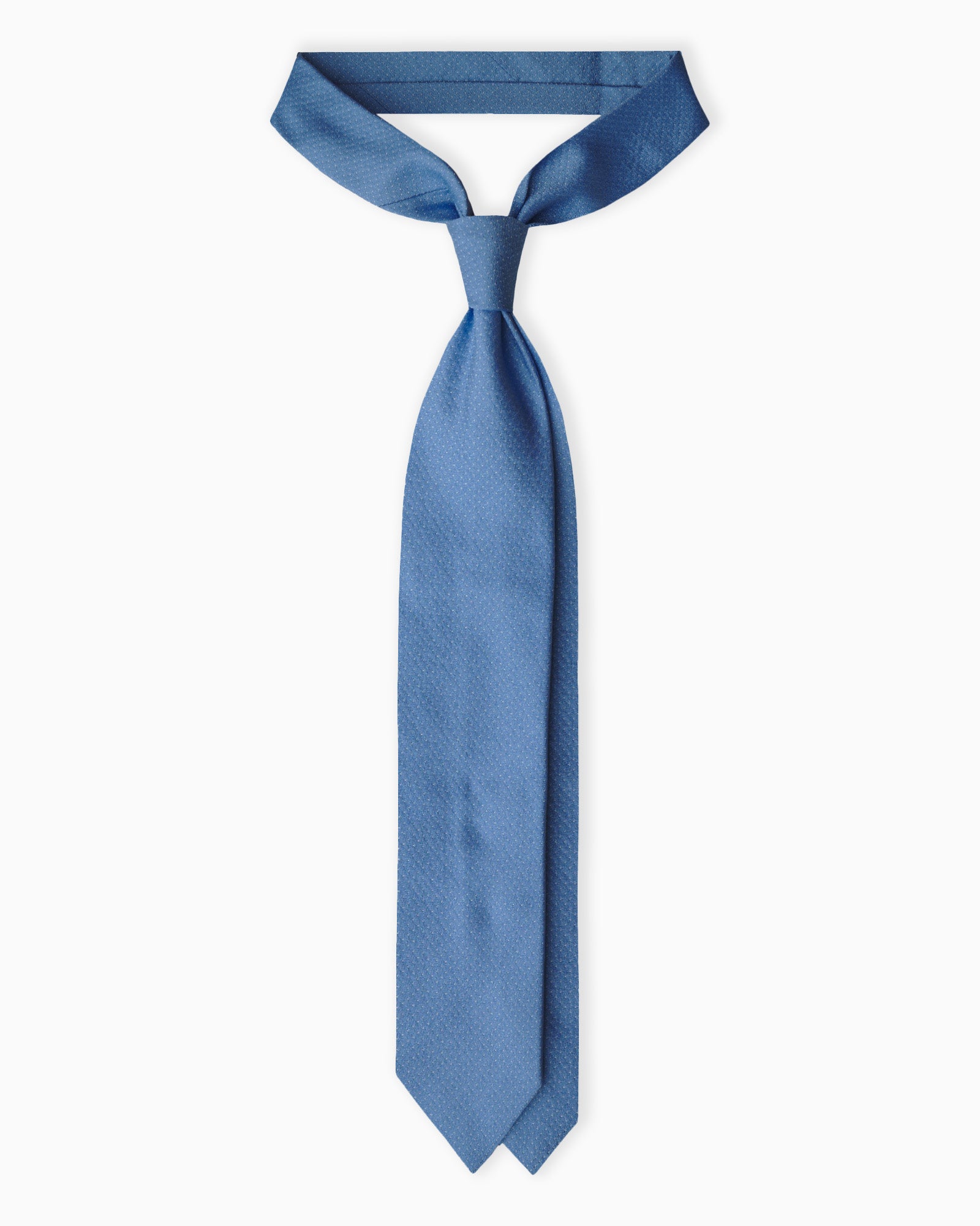 Cravatta in Seta Jacquard 3 Pieghe Micropois - Celeste