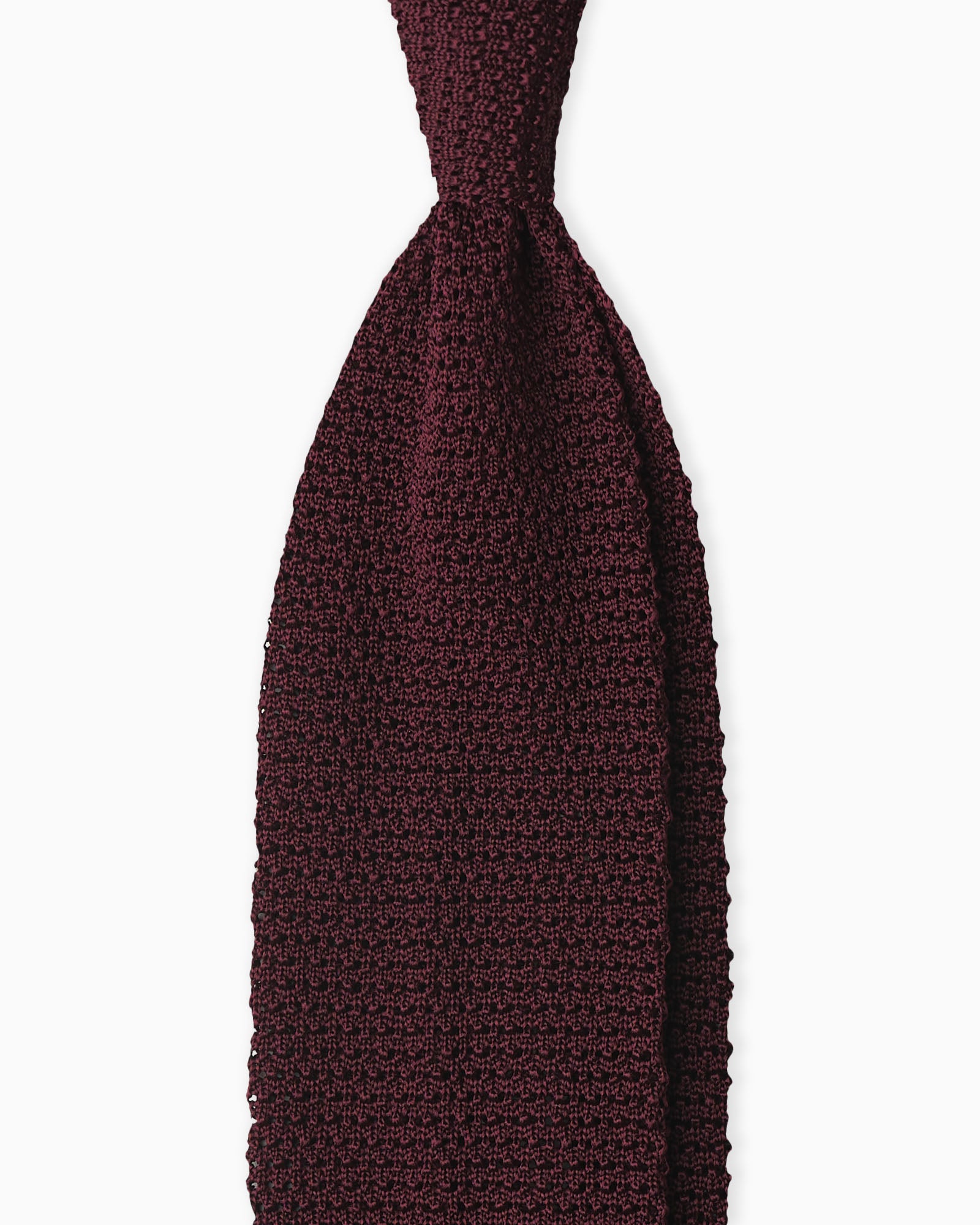 Cravatta tricot bordeaux in maglia punto uncinetto V-end fatta a mano in Italia