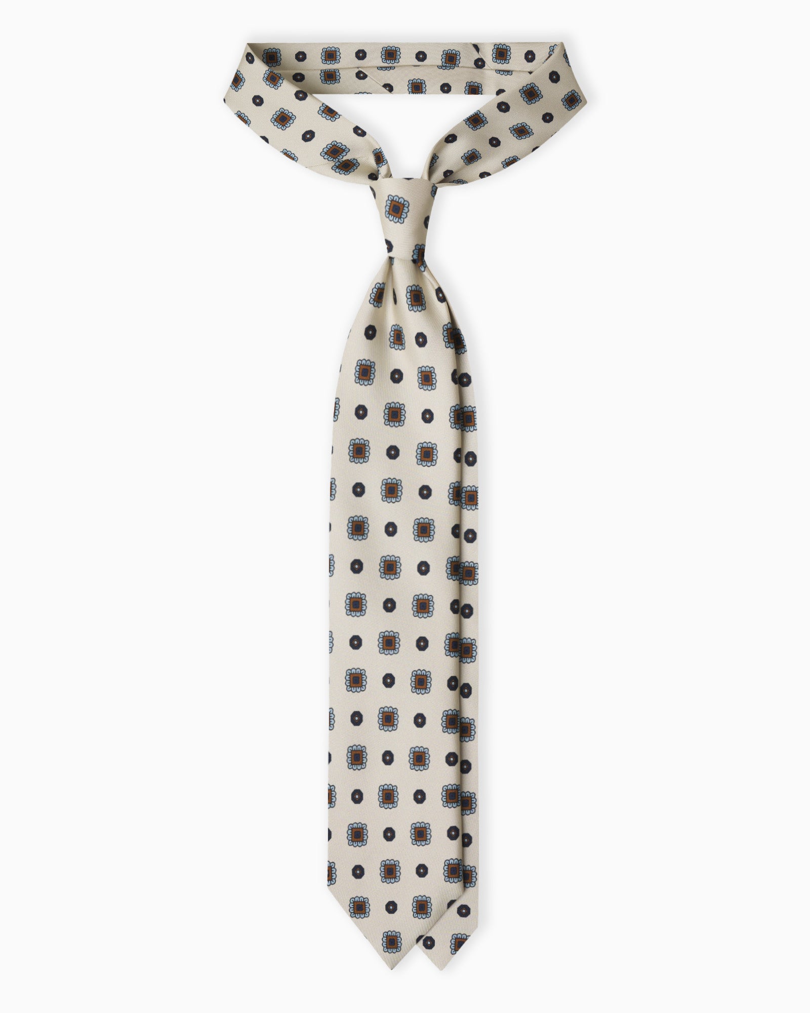 Cravatta in Seta Italiana 3 Pieghe Floreale - Avorio