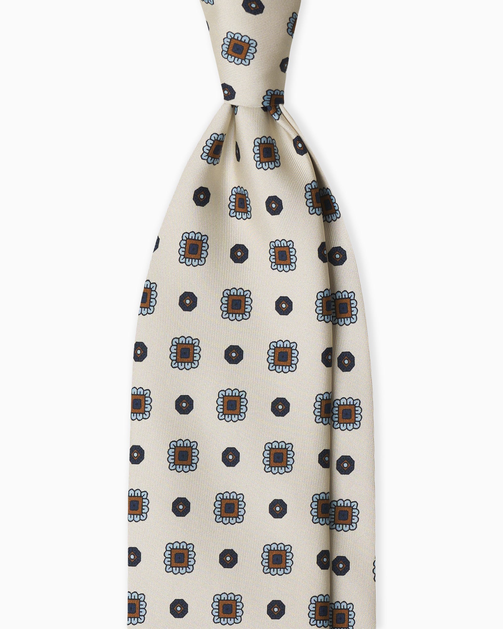 Cravatta in Seta Italiana 3 Pieghe Floreale - Avorio