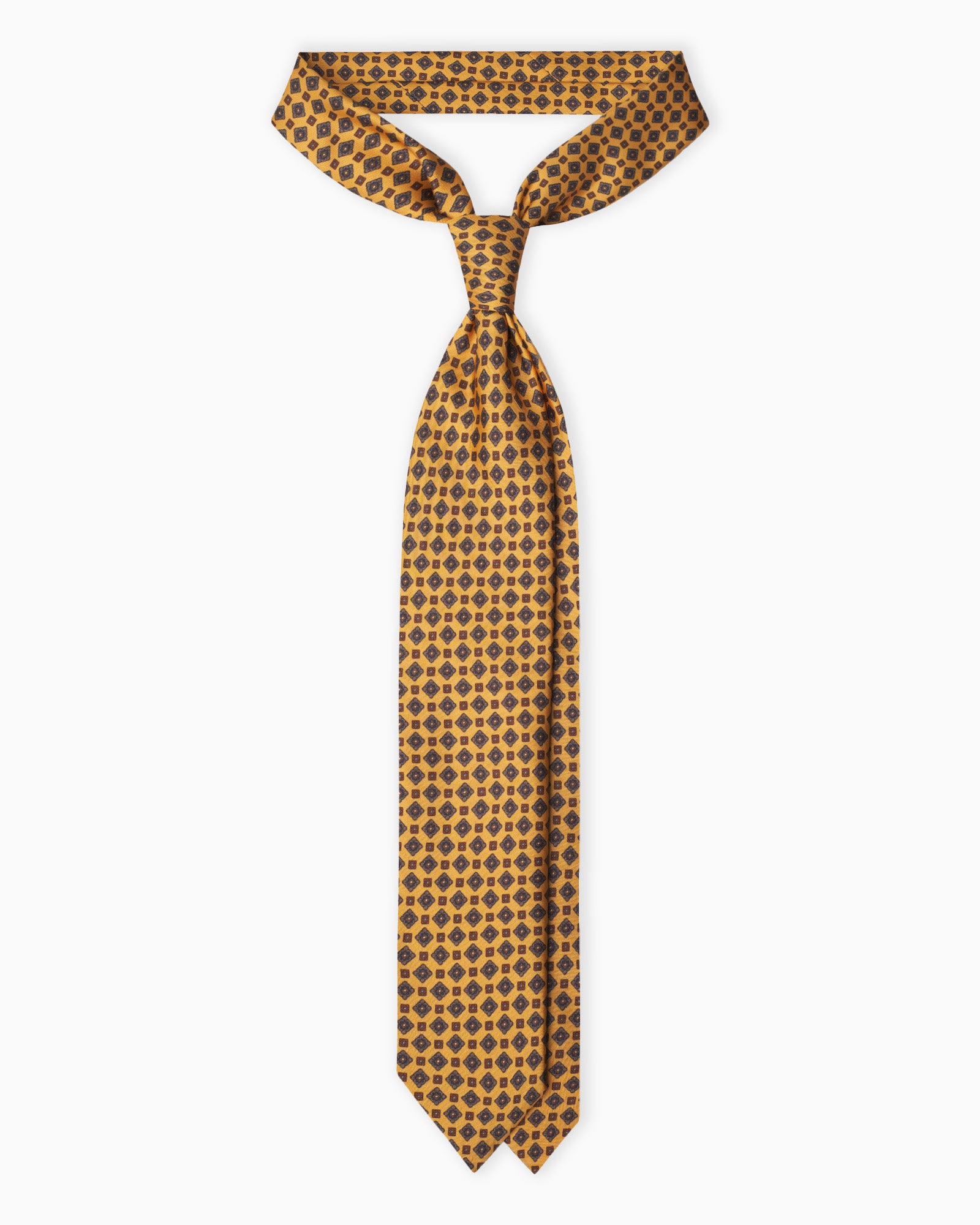 Geometric Pattern Italian Silk Tie - Yellow