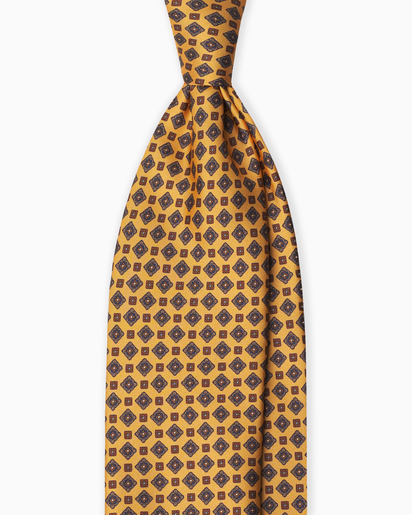 Geometric Pattern Italian Silk Tie - Yellow