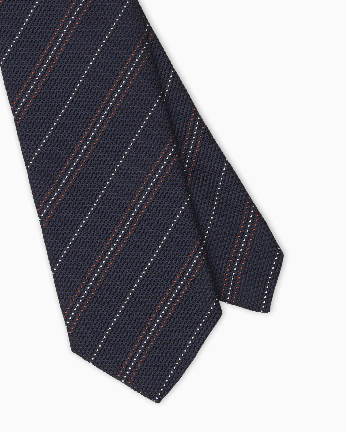 Cravatta in Seta Grenadine Regimental Righe Multiple - Blu Marrone