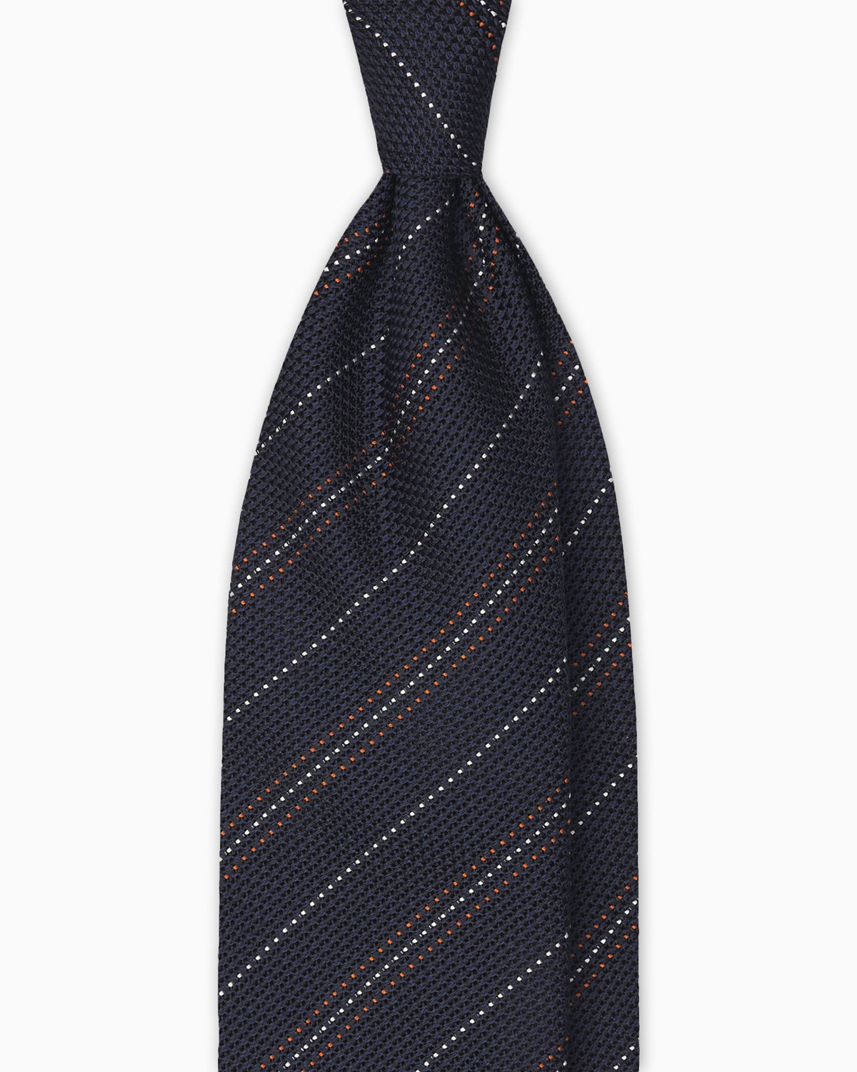 Cravatta in Seta Grenadine Regimental Righe Multiple - Blu Marrone