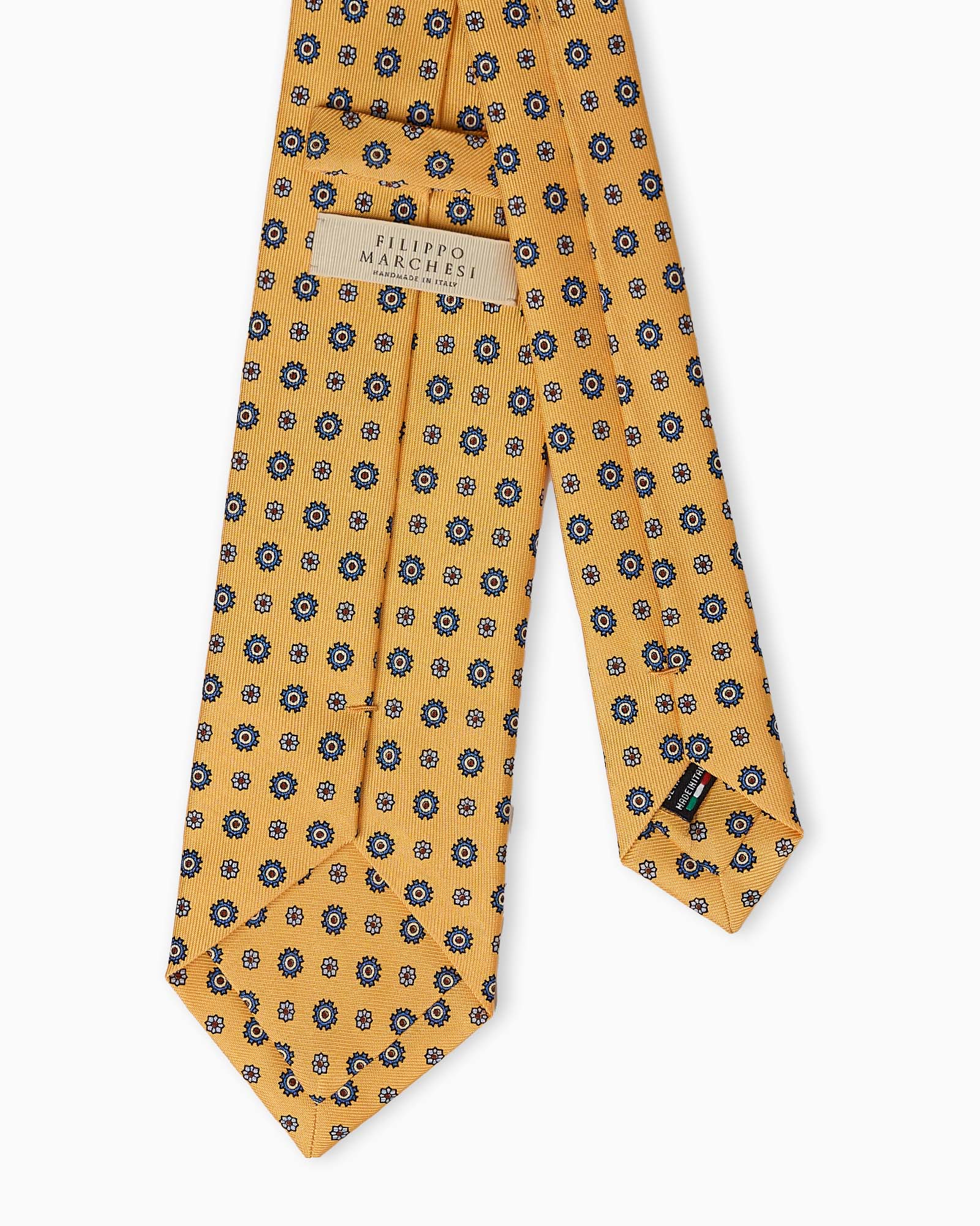 Cravatta in Seta Inglese Motivo Floreale - Giallo