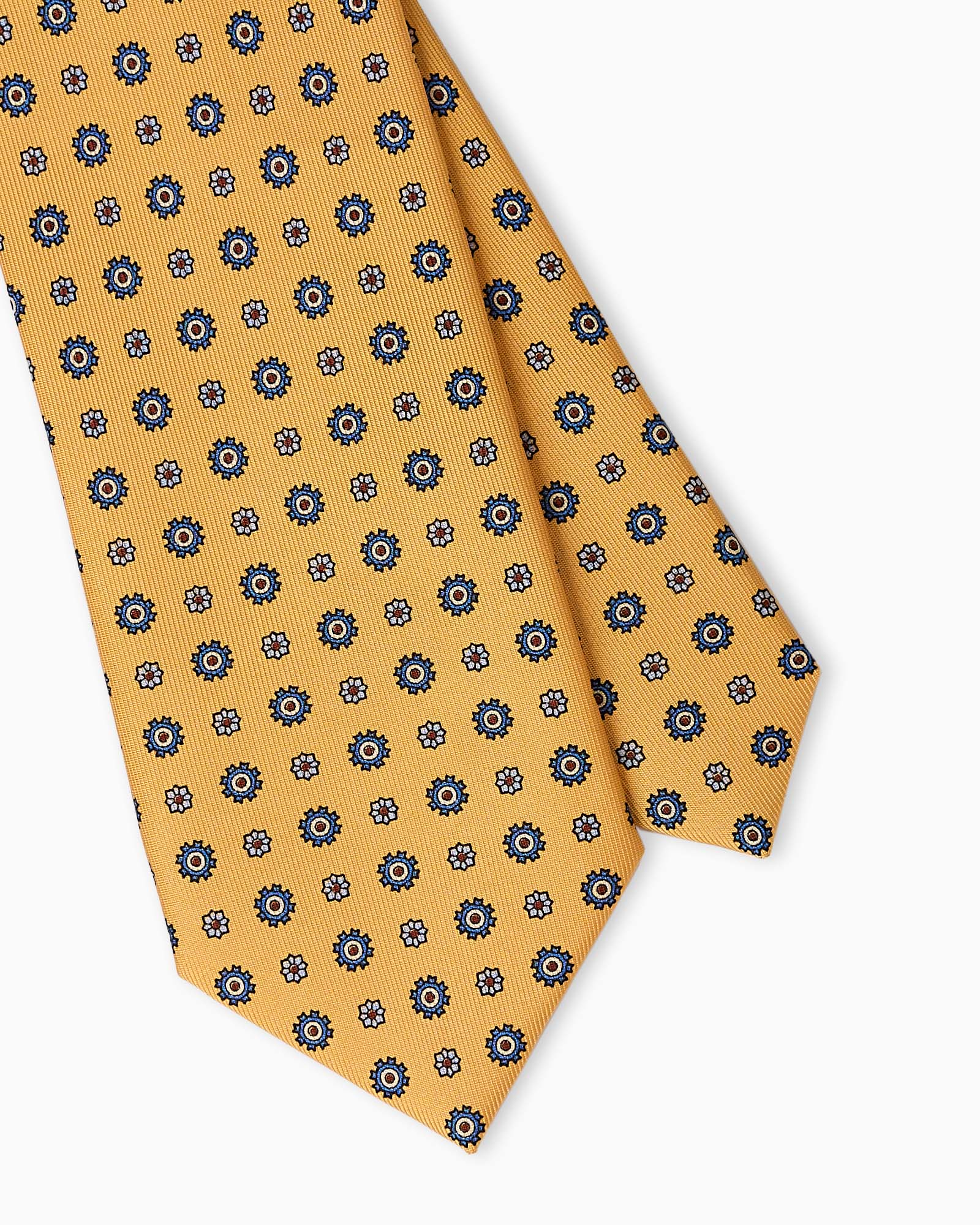 Cravatta in Seta Inglese Motivo Floreale - Giallo